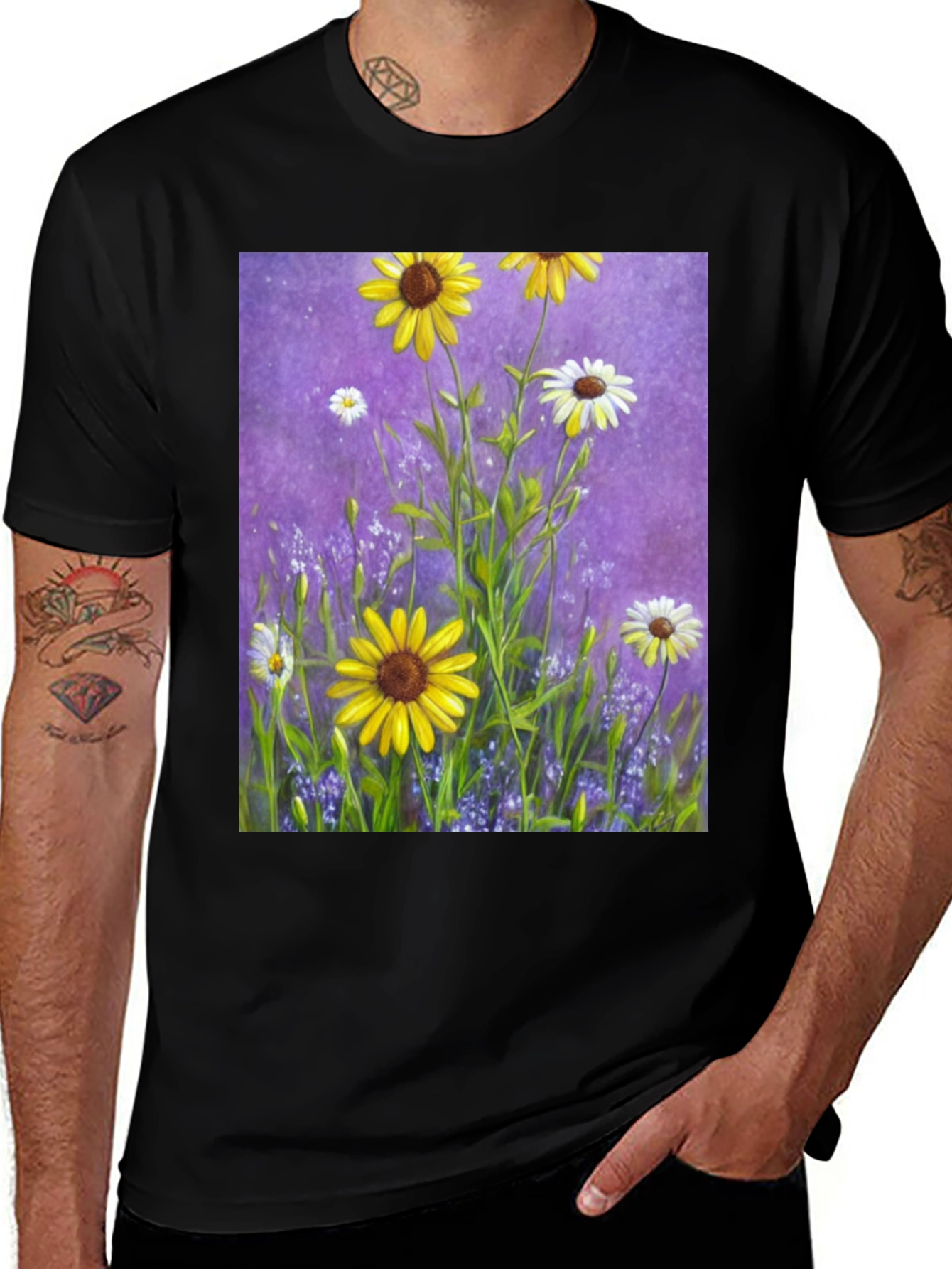 Floral Garden T-Shirt: Vibrant Sunflower Meadow Design