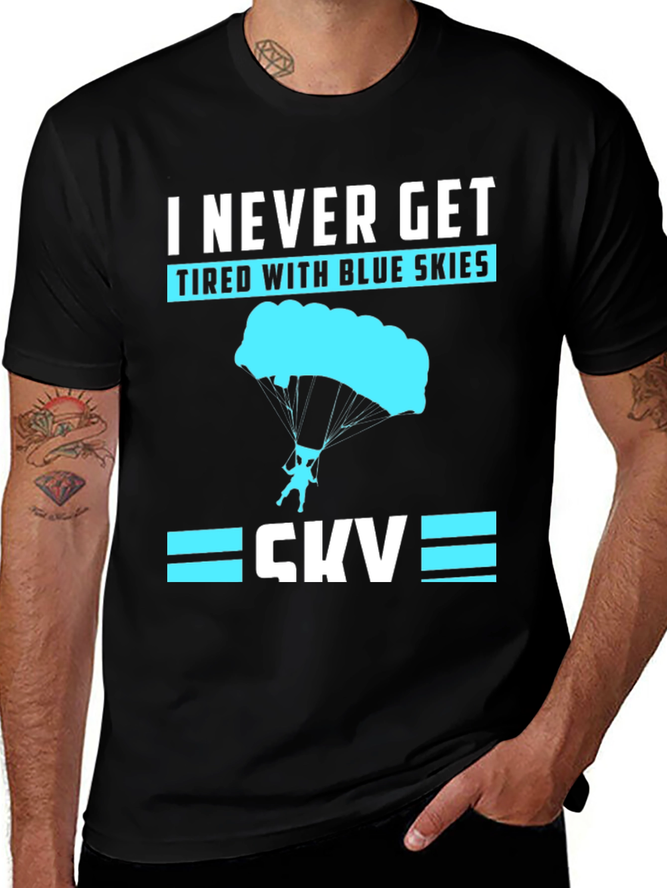 I Never Get Tired With Blue Skies Black Tee