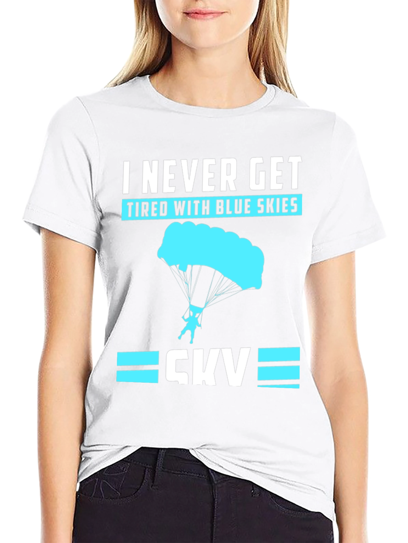 I Never Get Tired With Blue Skies Black Tee