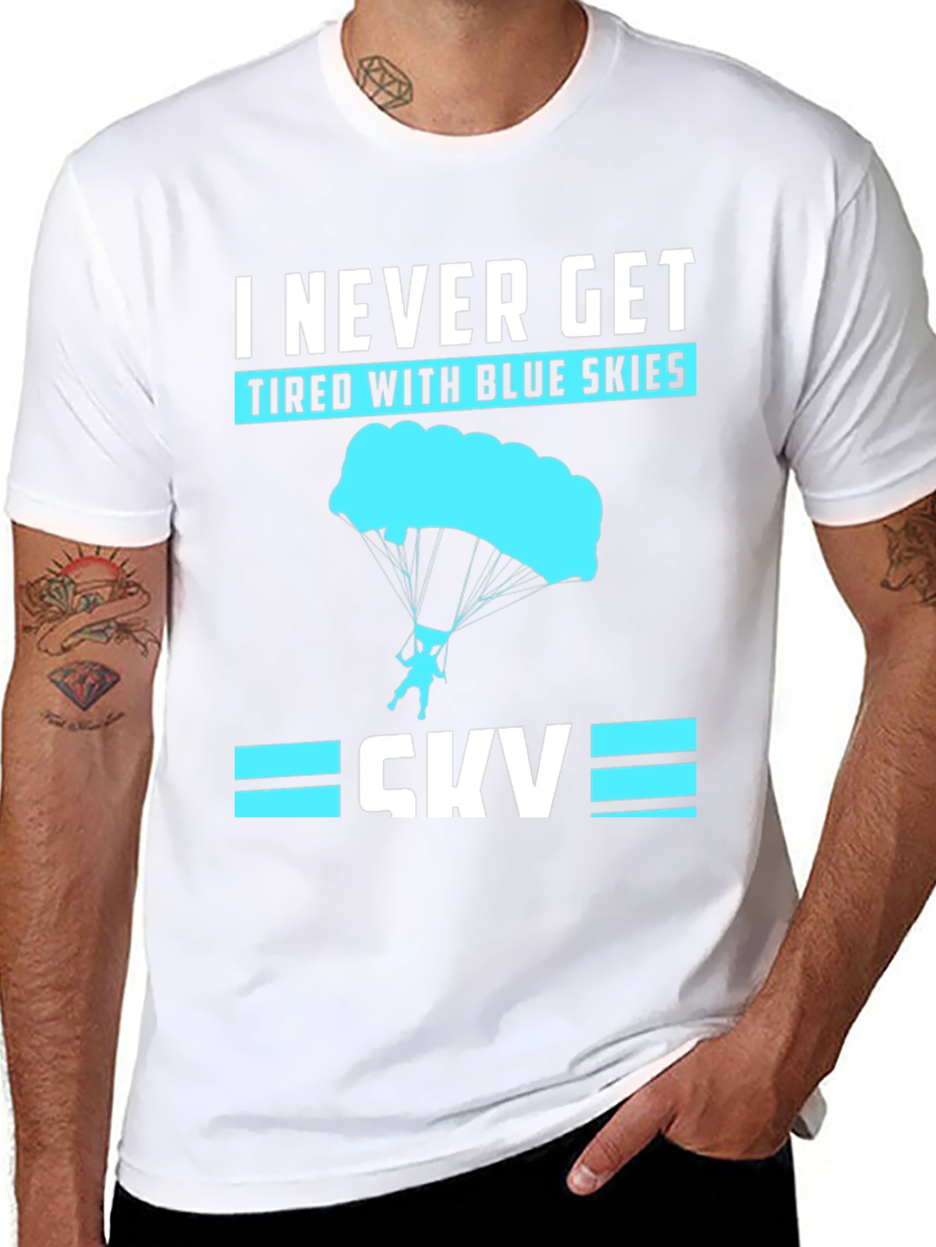 I Never Get Tired With Blue Skies Black Tee