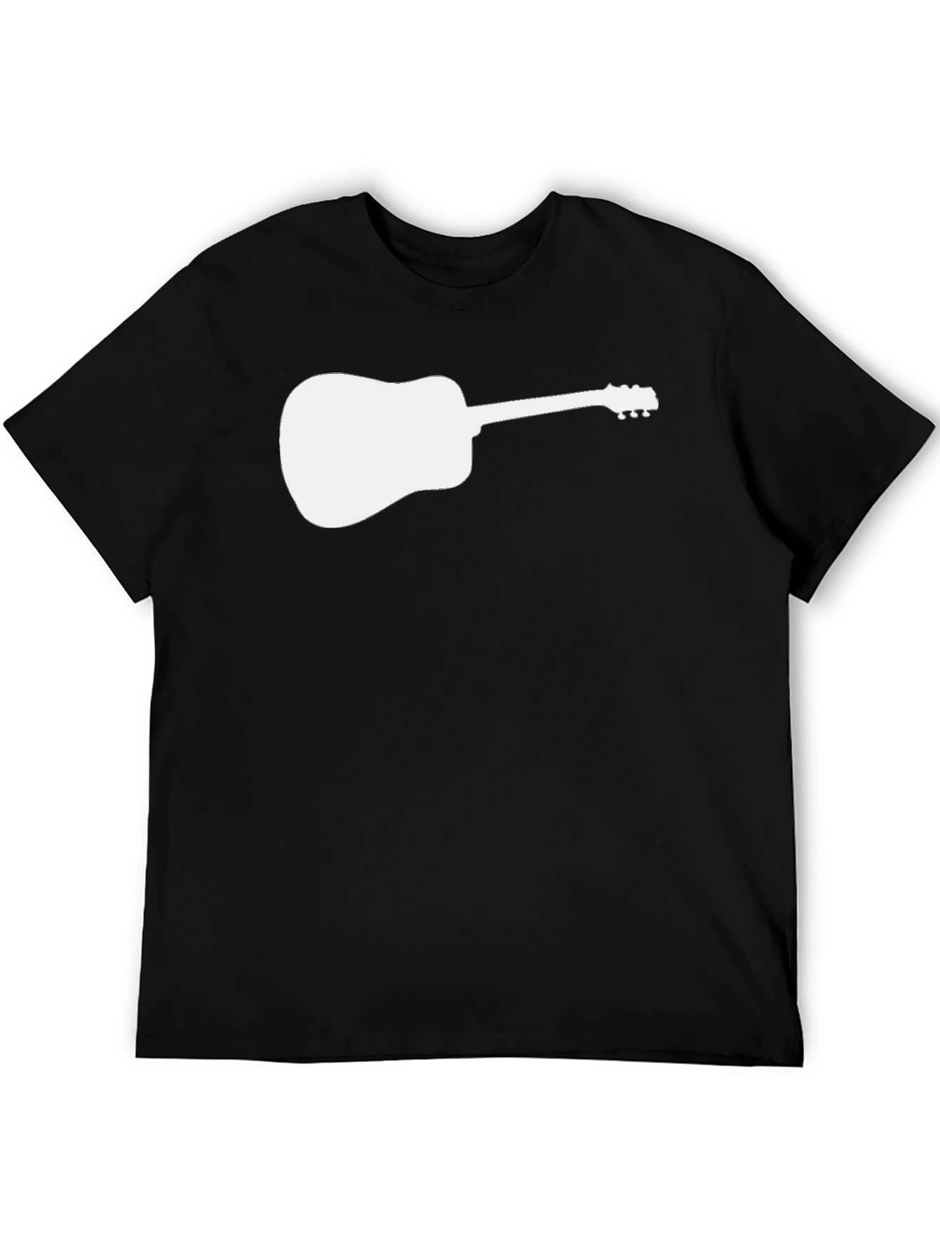 Guitar Silhouette Tee - Black Cotton Casual Shirt