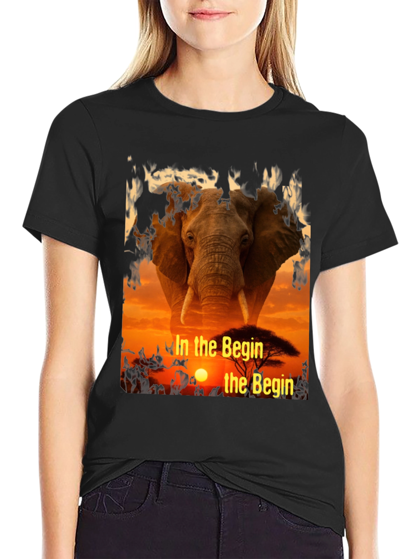 Elephant Sunset T-Shirt - In The Begin Design