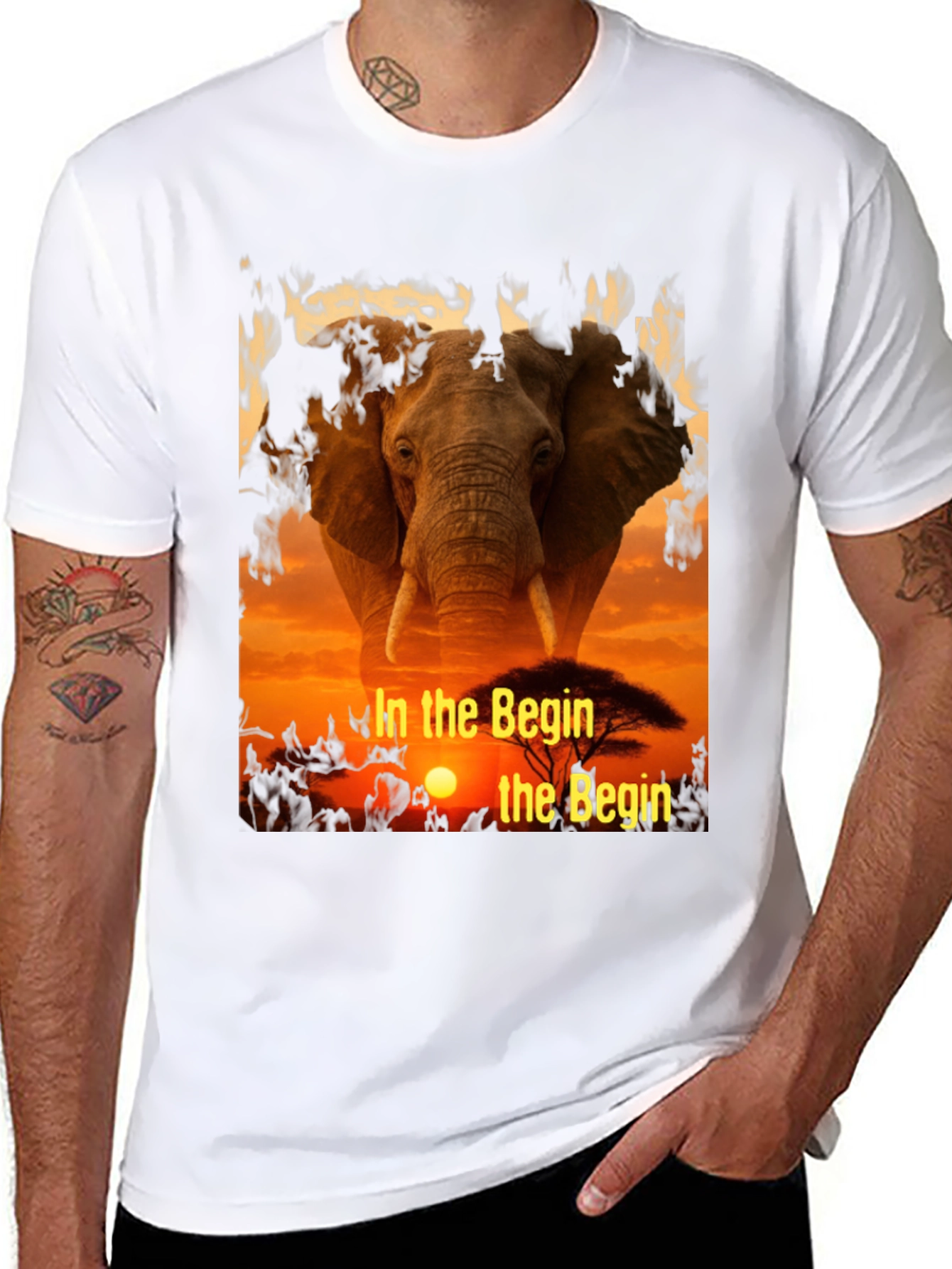 Elephant Sunset T-Shirt - In The Begin Design