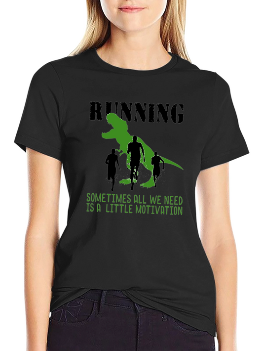 Running Motivation T-Shirt: Dinosaur Chase Design