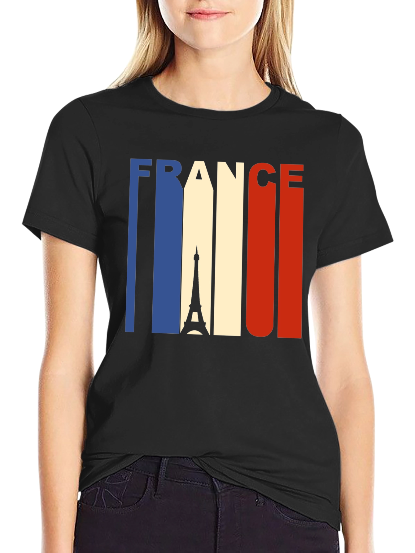 France Eiffel Tower Graphic Tee - Black