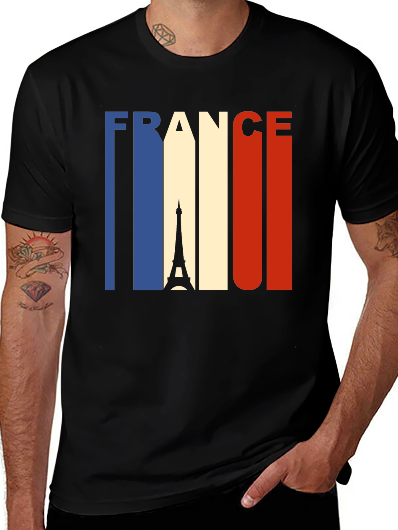 France Eiffel Tower Graphic Tee - Black