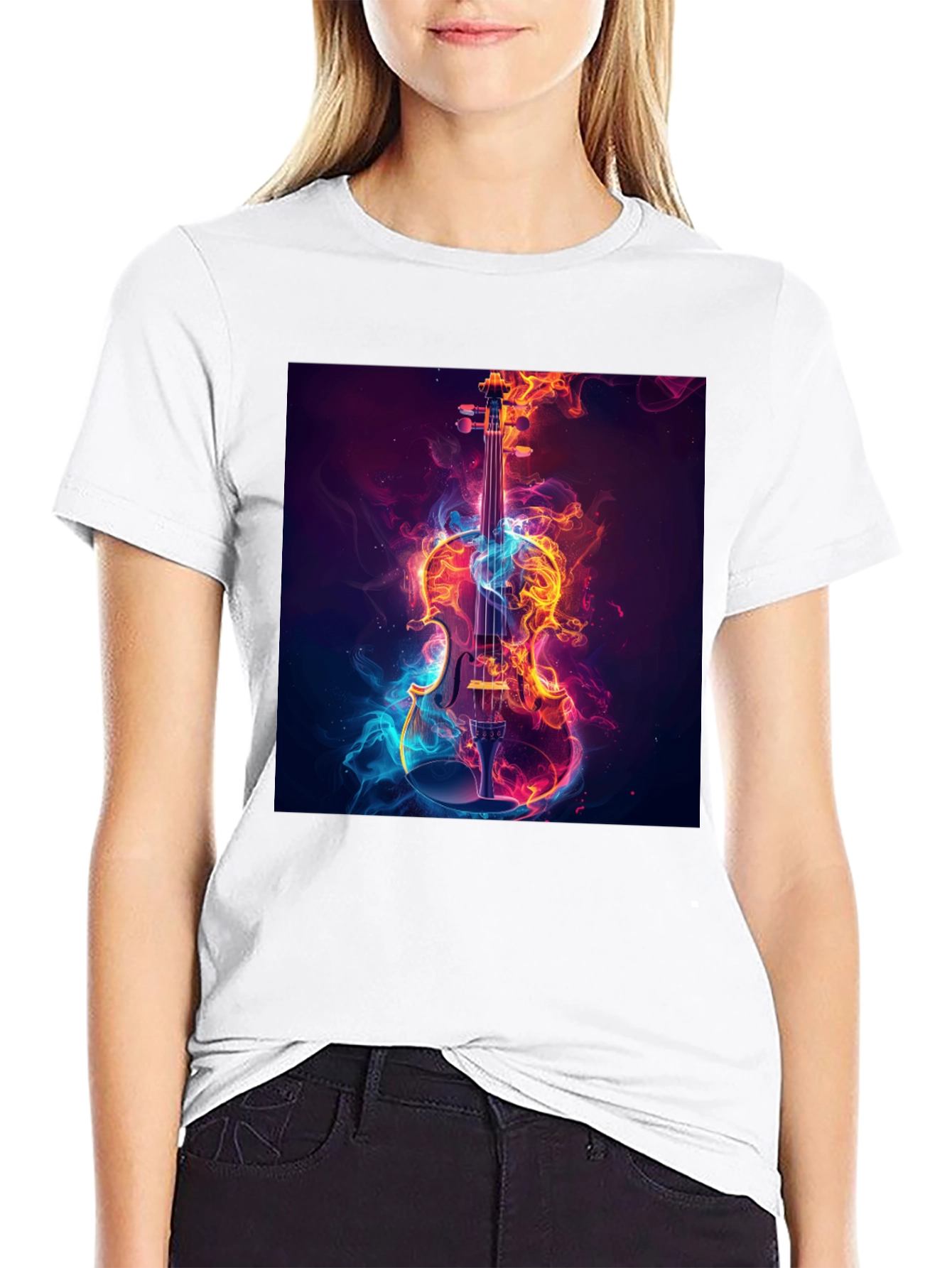 Fiery Violin Graphic Tee - Unique Music Lover Shirt