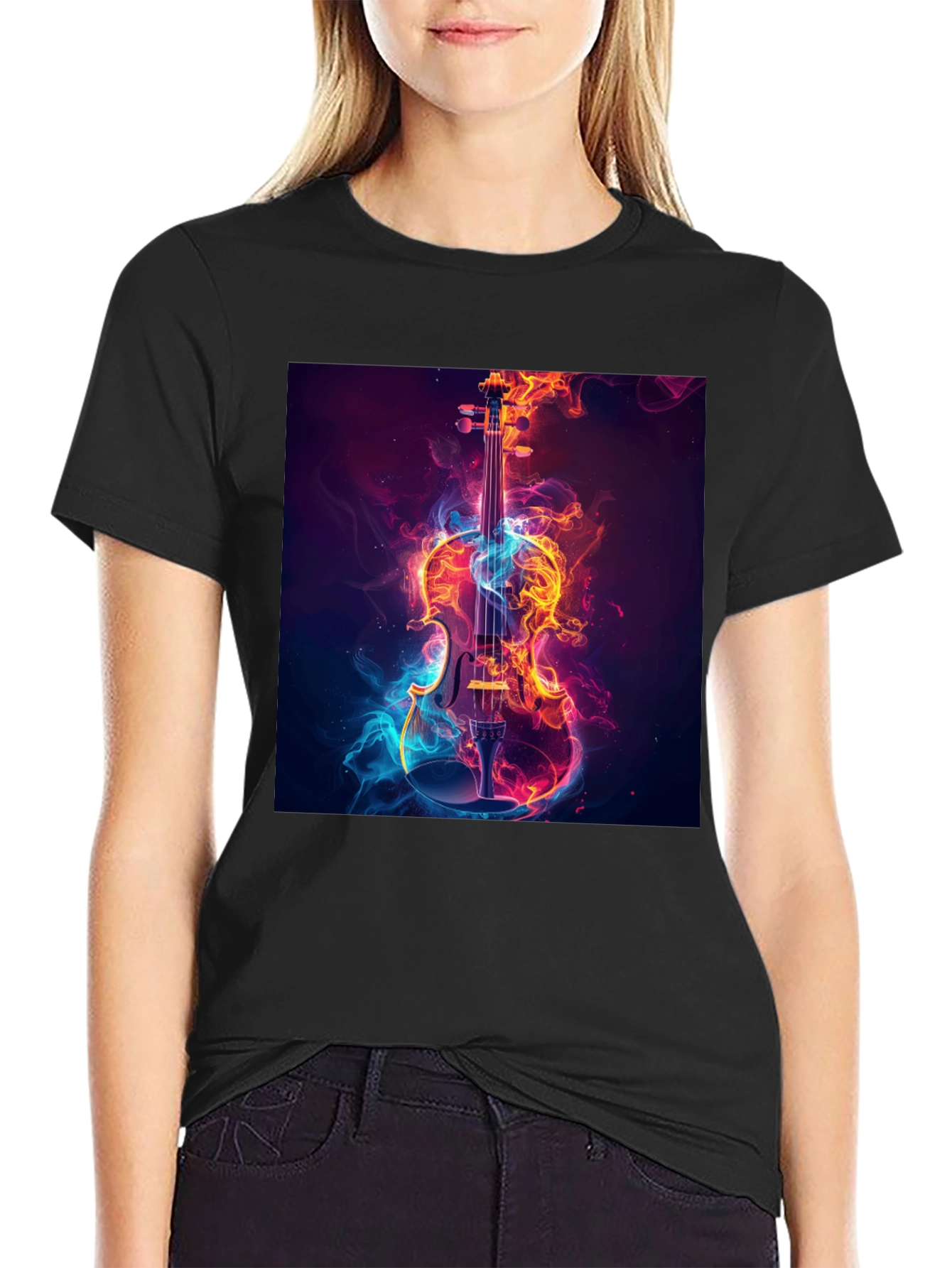 Fiery Violin Graphic Tee - Unique Music Lover Shirt