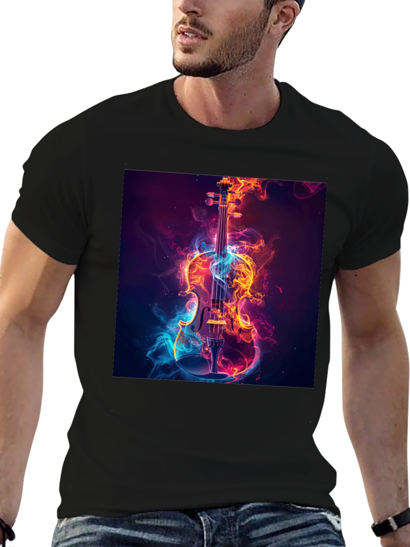 Fiery Violin Graphic Tee - Unique Music Lover Shirt