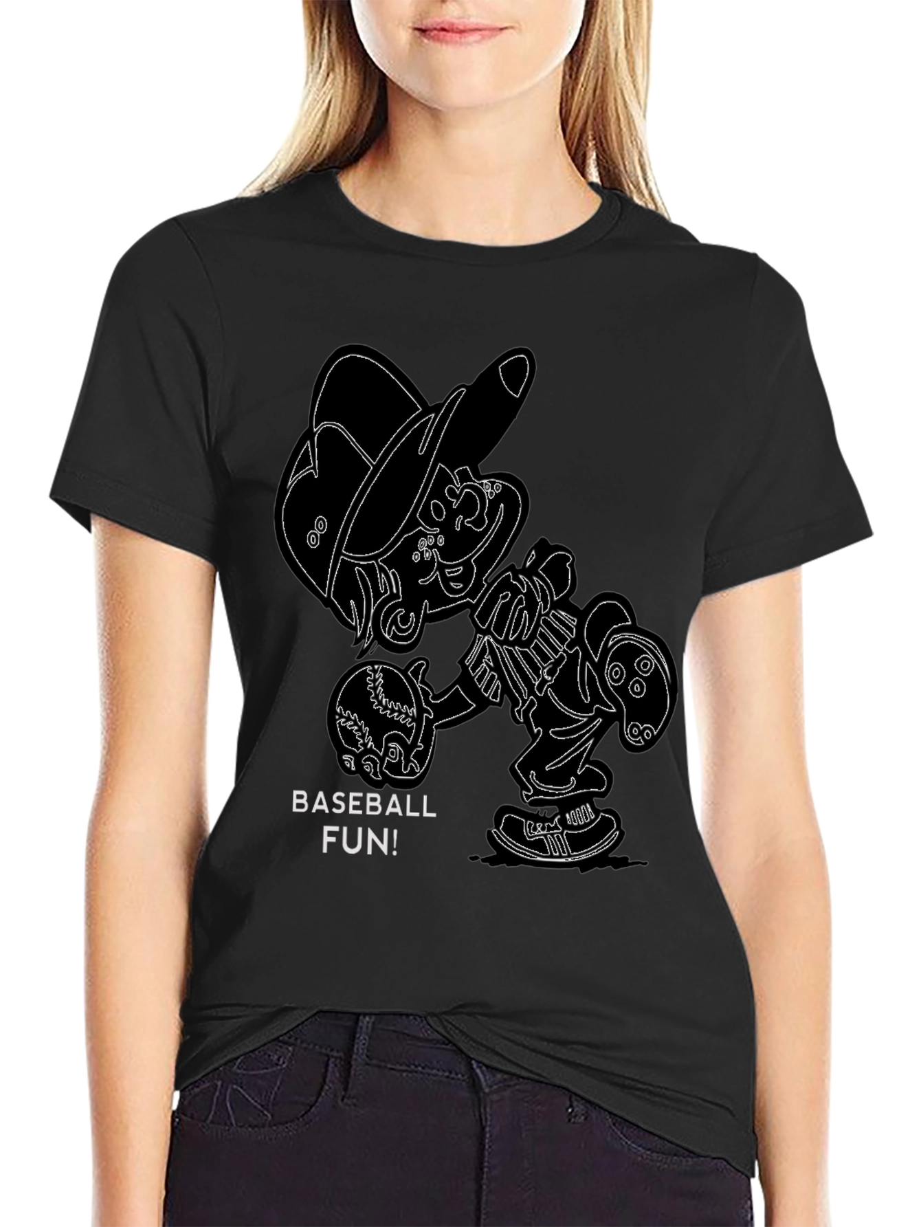 Baseball Fun Cartoon Graphic T-Shirt