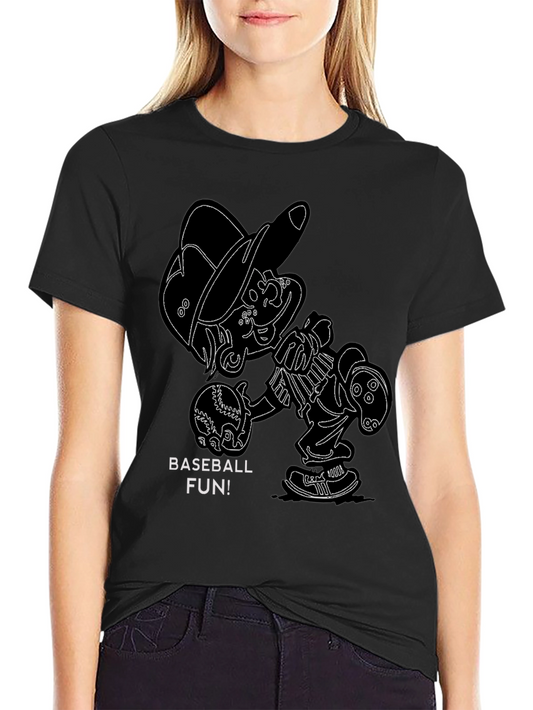 Baseball Fun Cartoon Graphic T-Shirt