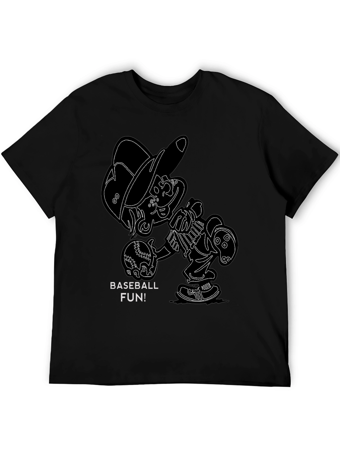 Baseball Fun Cartoon Graphic T-Shirt