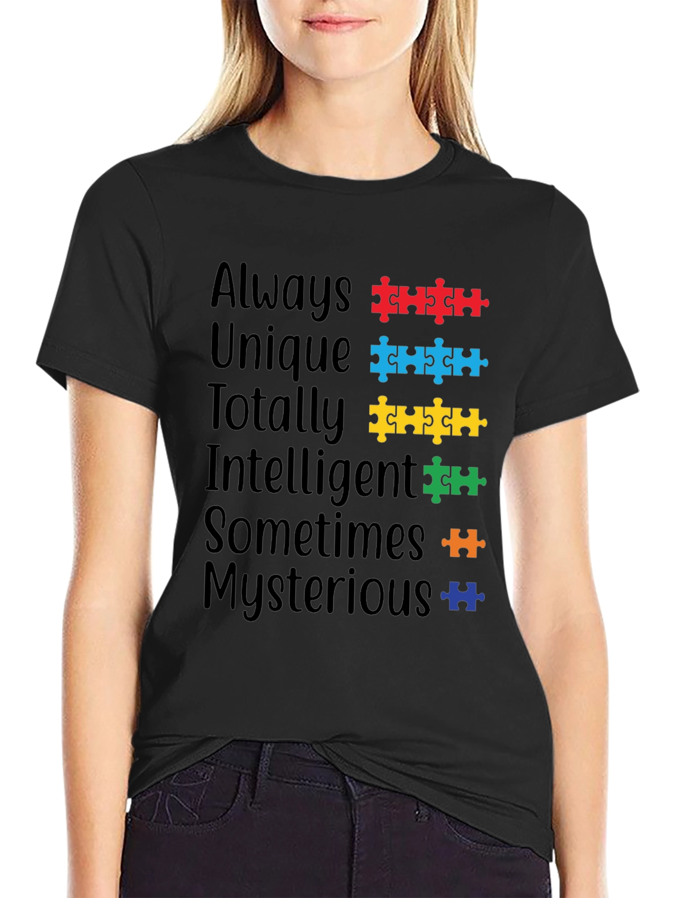 Autism Awareness T-Shirt - Always Unique Puzzle Design