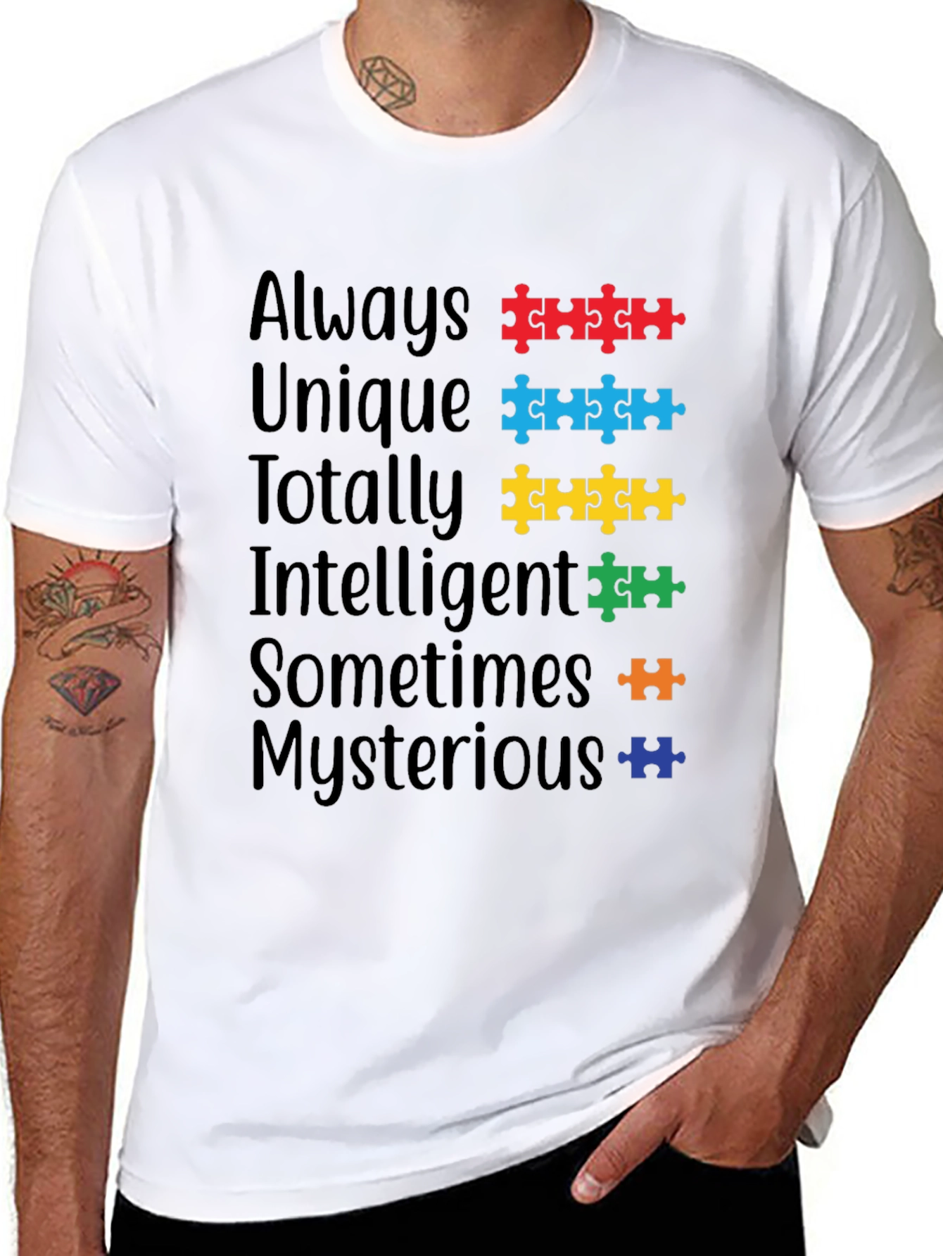 Autism Awareness T-Shirt - Always Unique Puzzle Design
