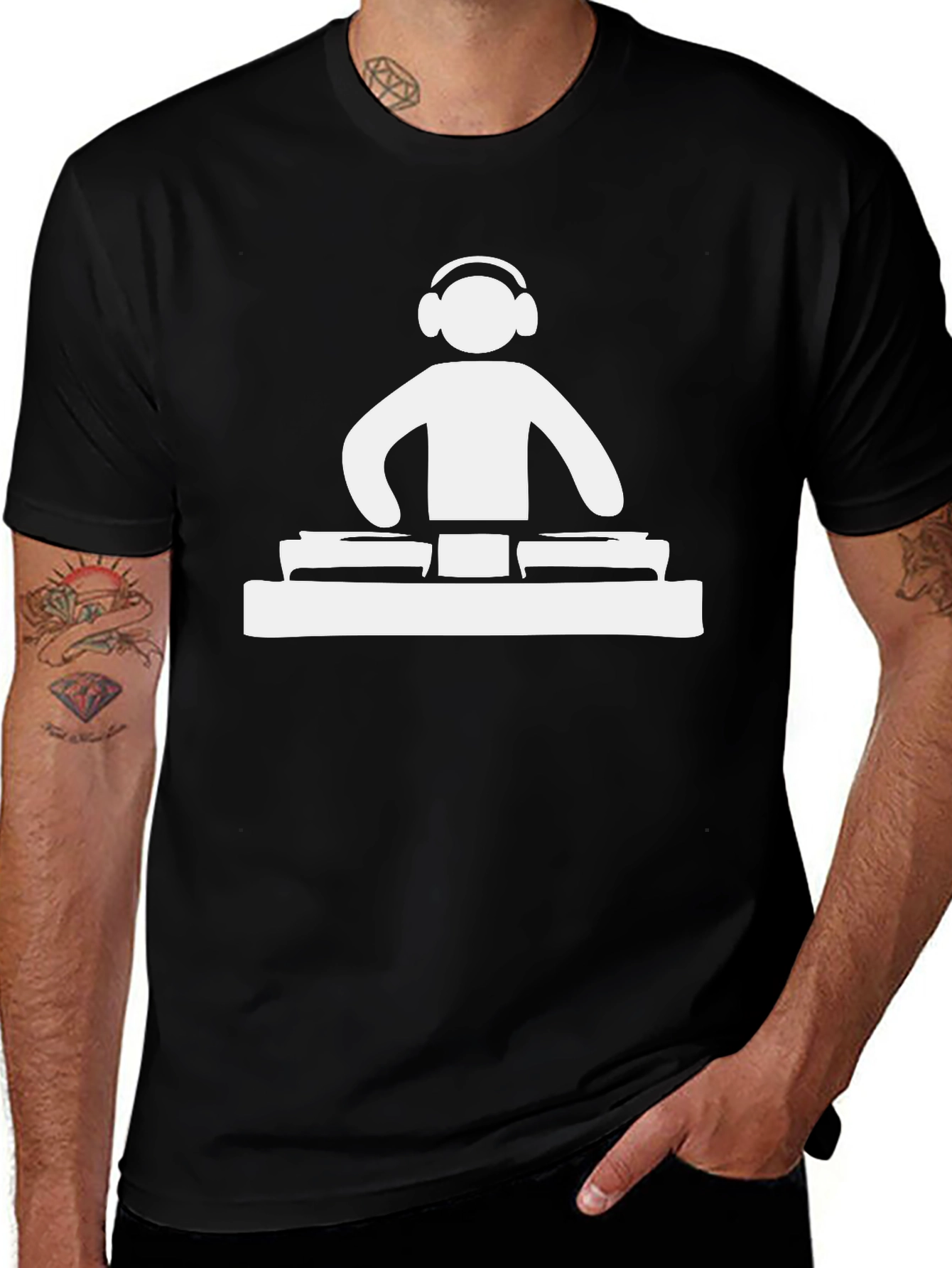 DJ Turntable Graphic Tee - Black Cotton T-Shirt