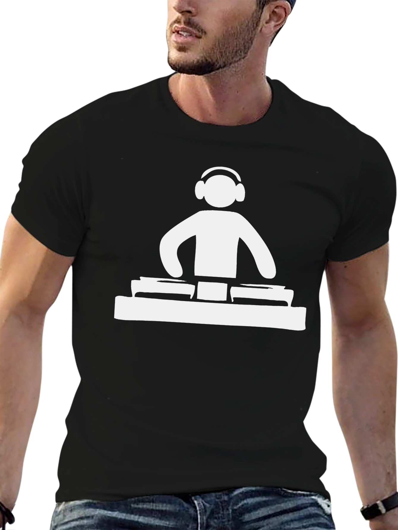 DJ Turntable Graphic Tee - Black Cotton T-Shirt
