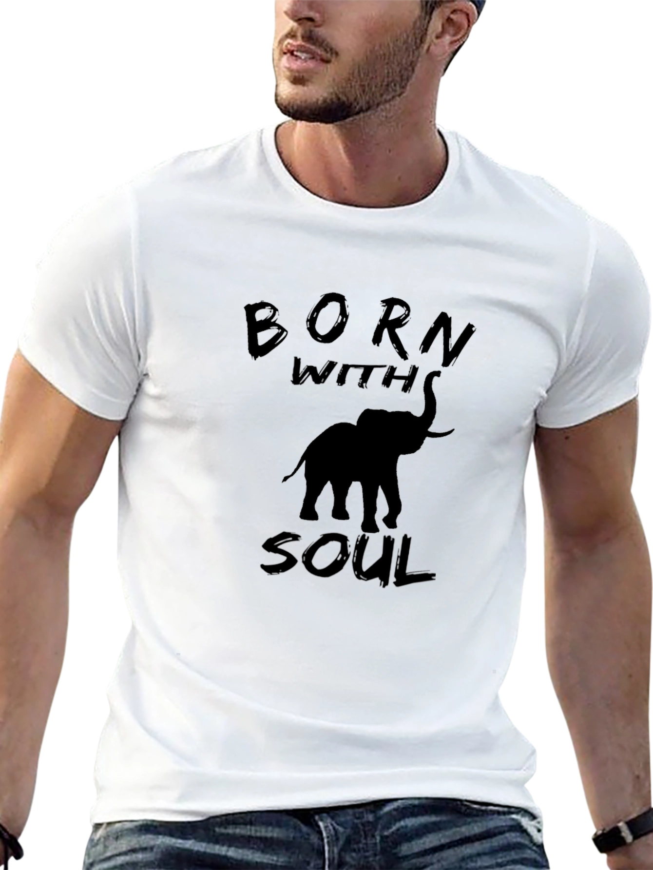 Born With Soul Elephant Black T-Shirt