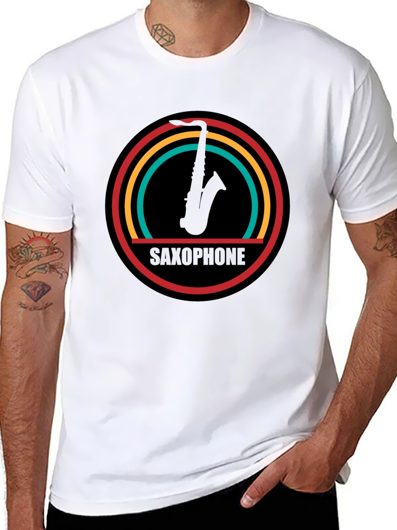 Retro Saxophone T-Shirt - Cool Music Tee