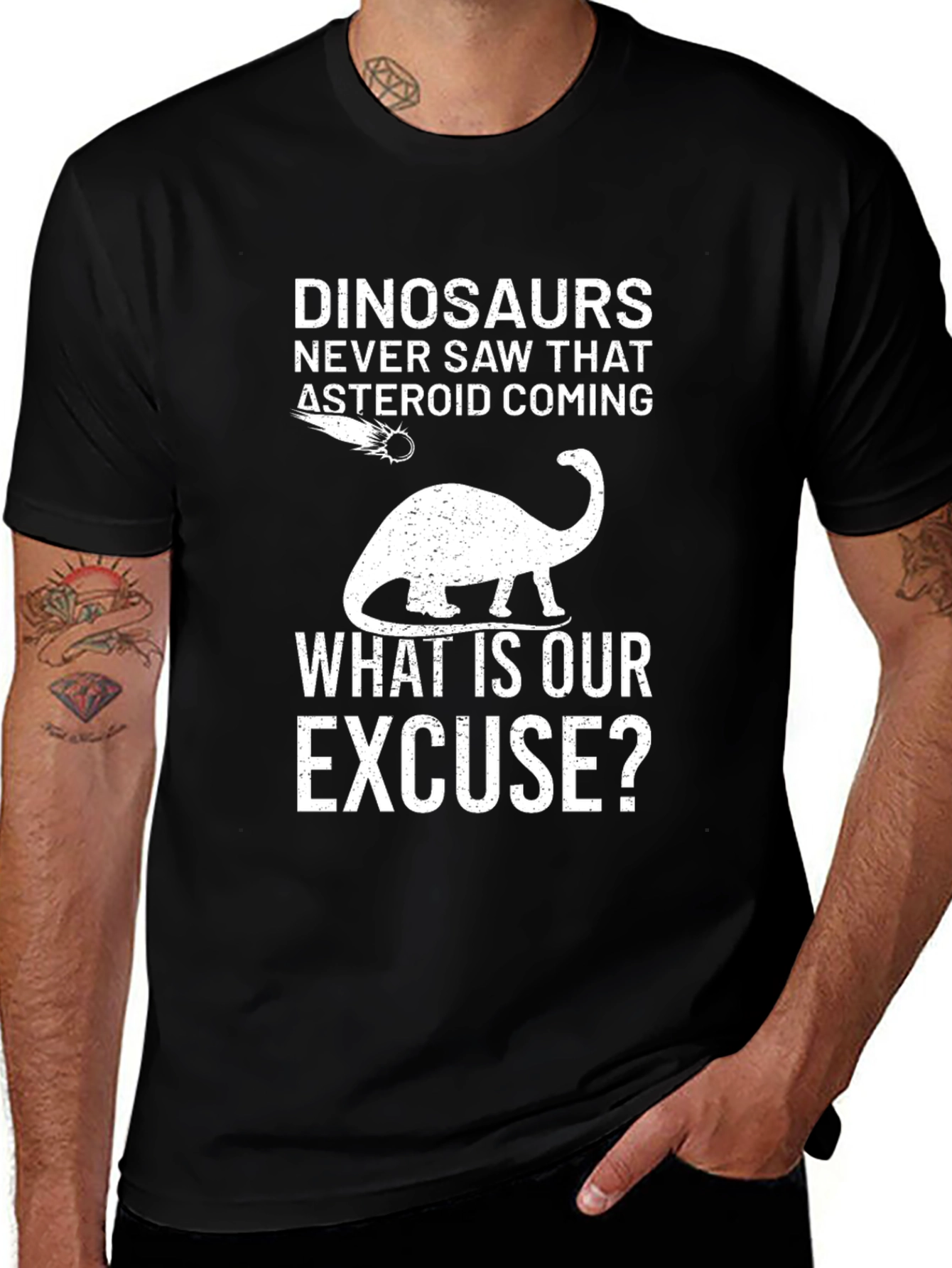 Dinosaurs Asteroid Graphic T-Shirt - Humorous Tee