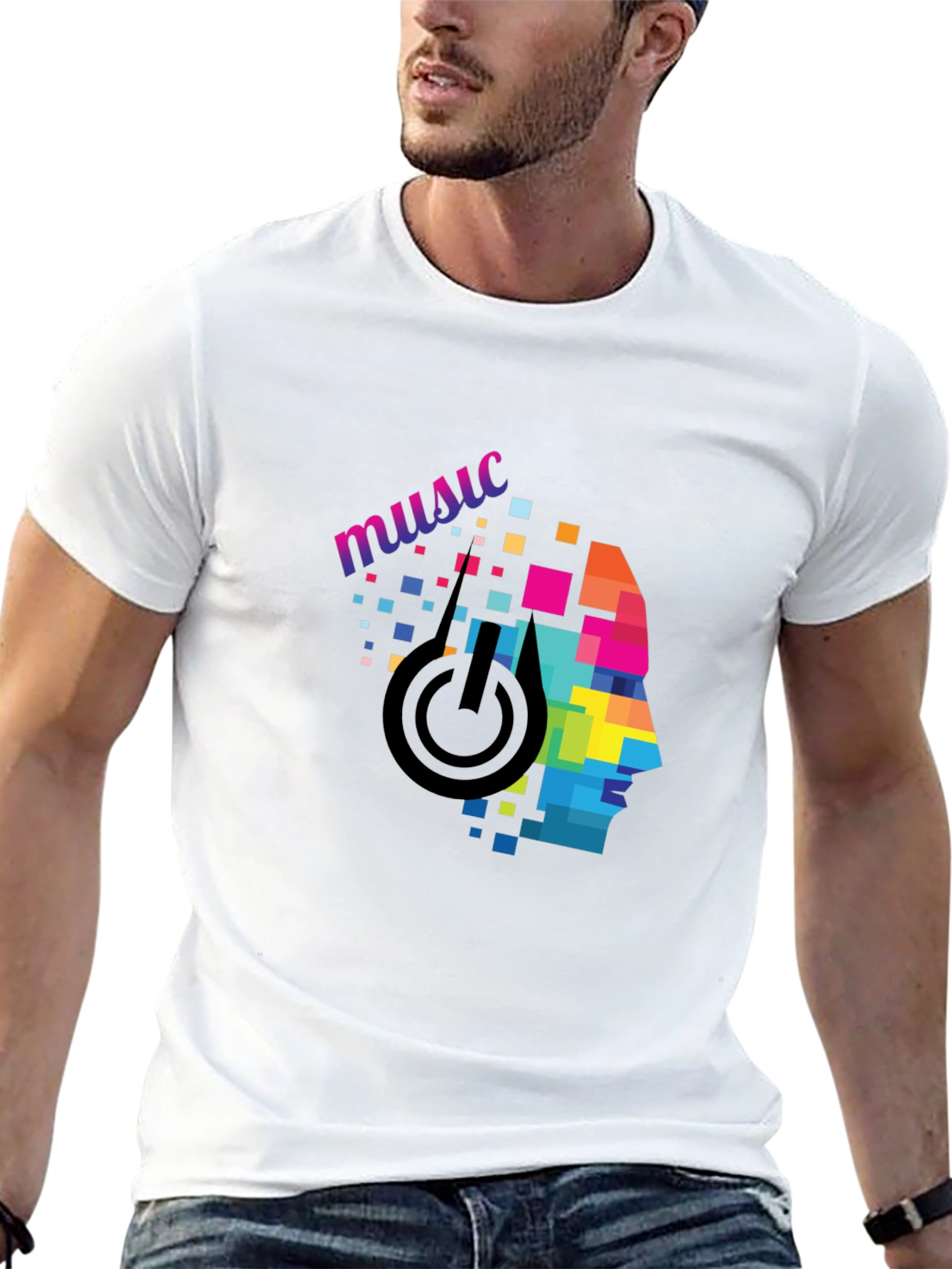 Pixel Art Music Headphone Graphic Tee
