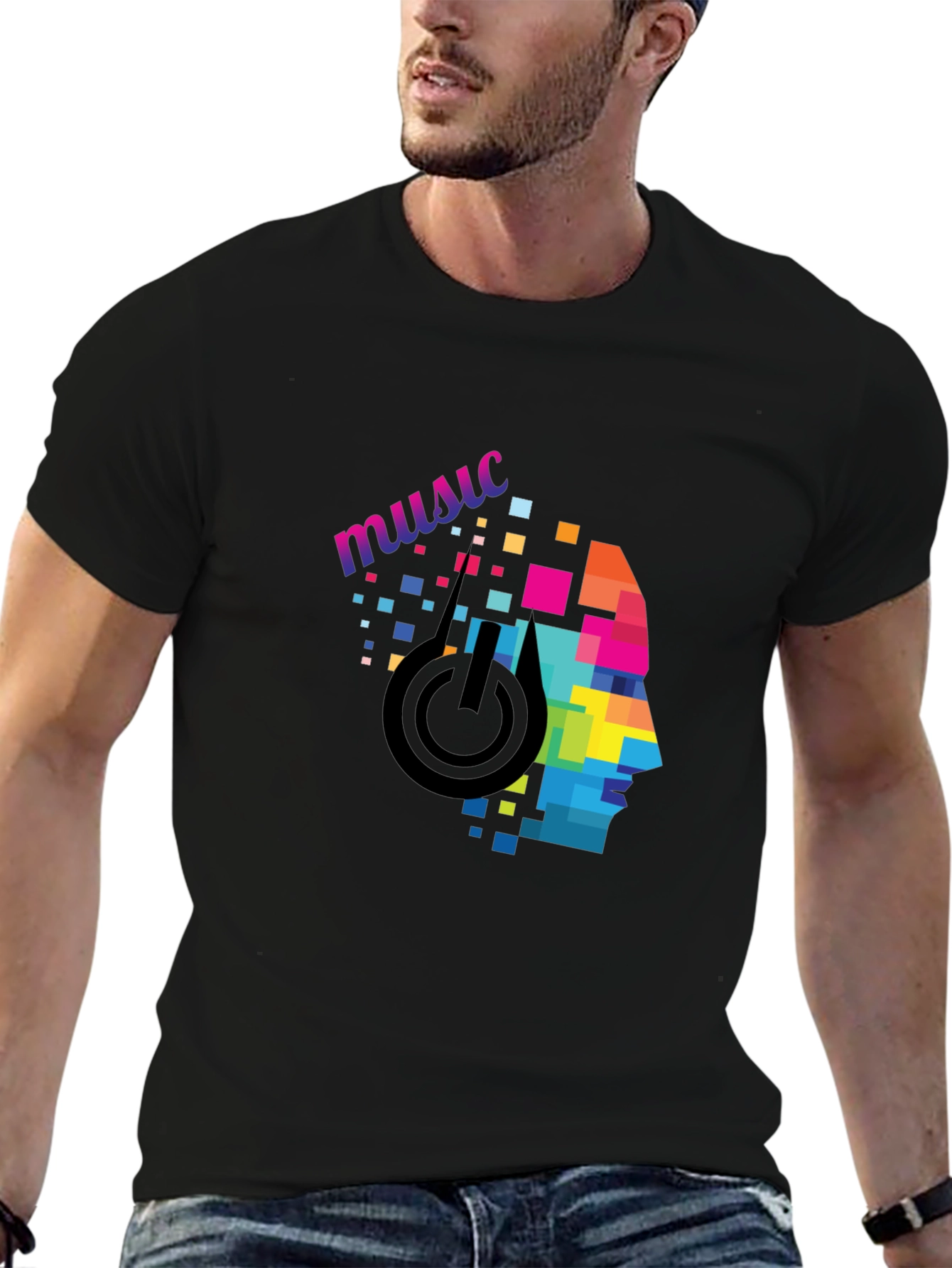 Pixel Art Music Headphone Graphic Tee