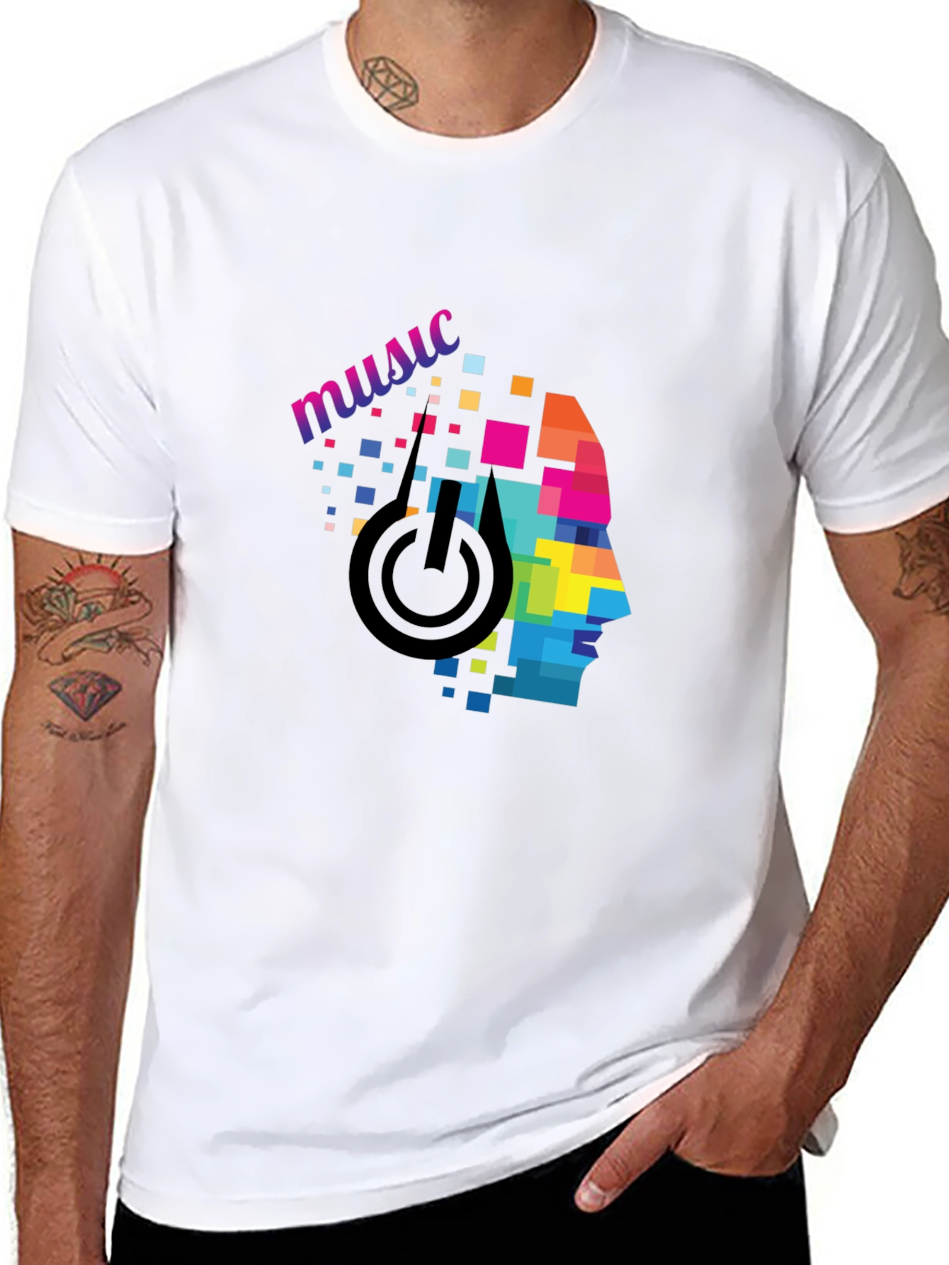 Pixel Art Music Headphone Graphic Tee