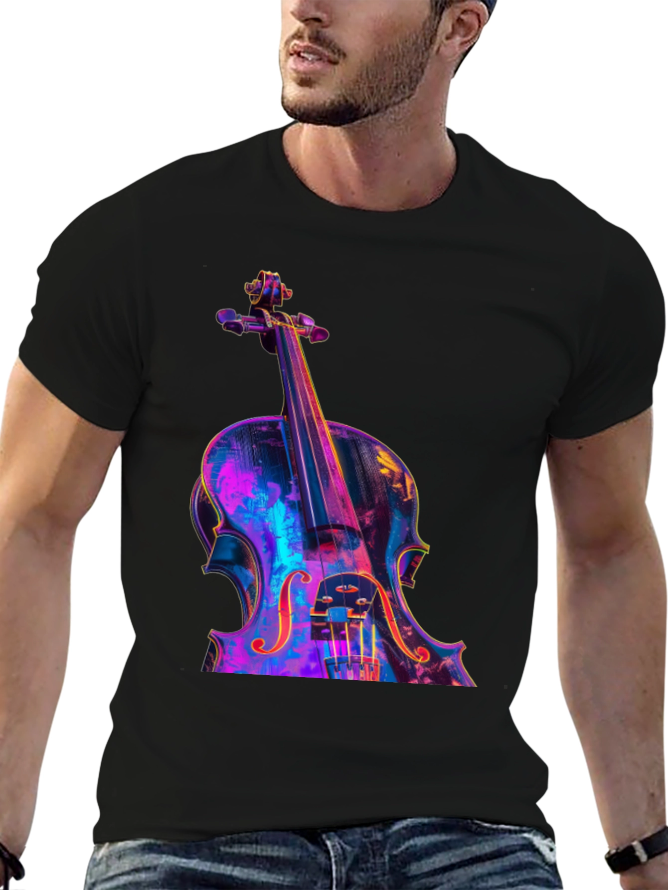 Violin Graphic Tee - Musicians Black T-Shirt