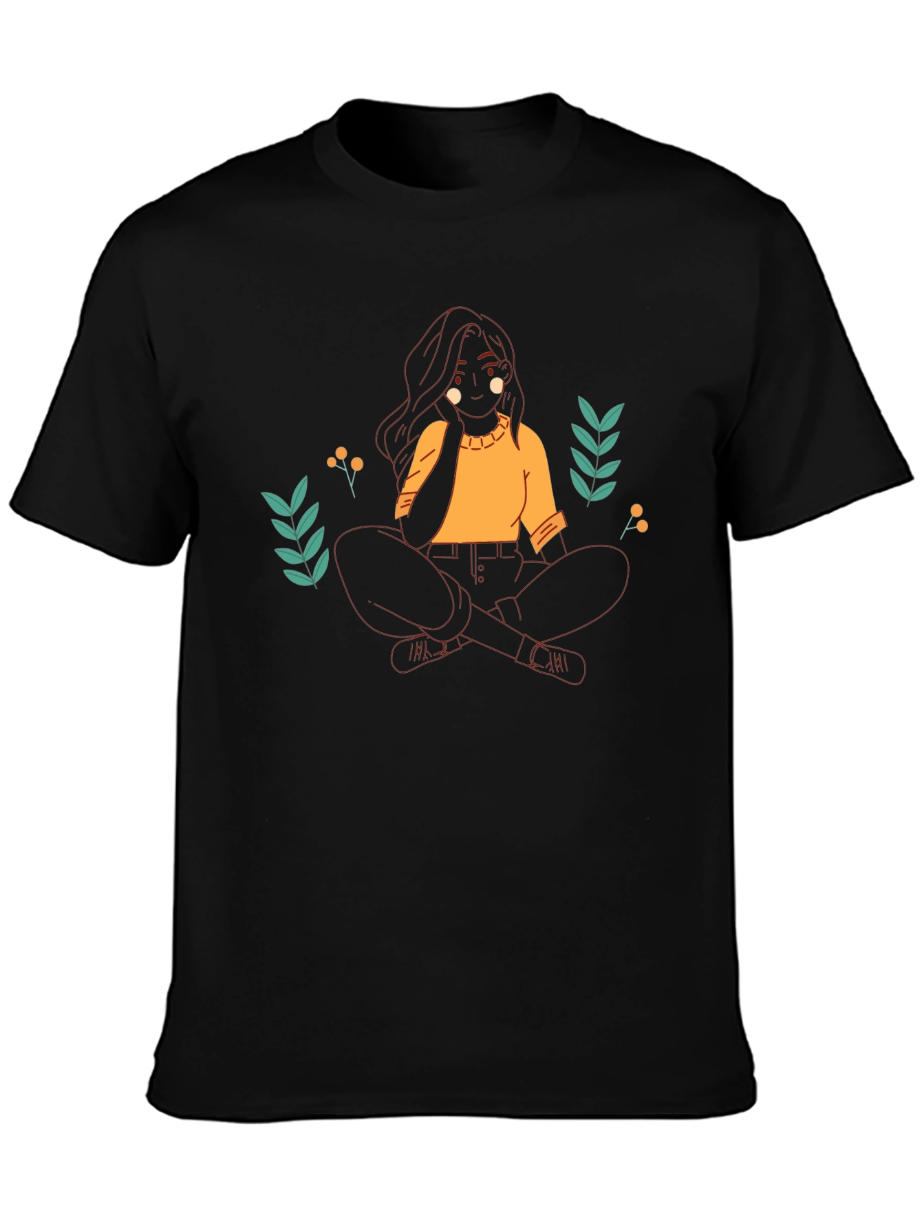 Relaxed Woman Graphic Black T-Shirt