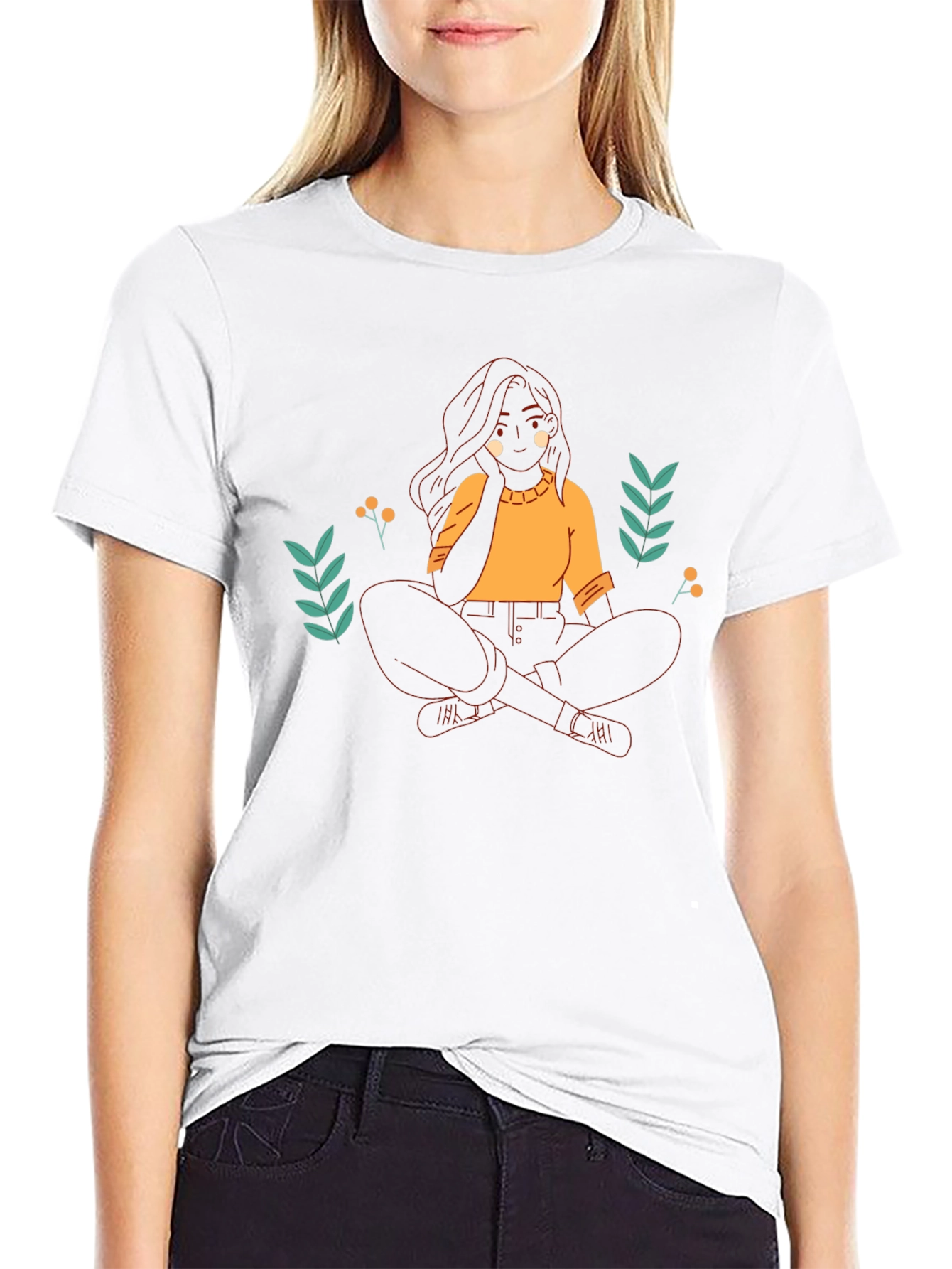 Relaxed Woman Graphic Black T-Shirt