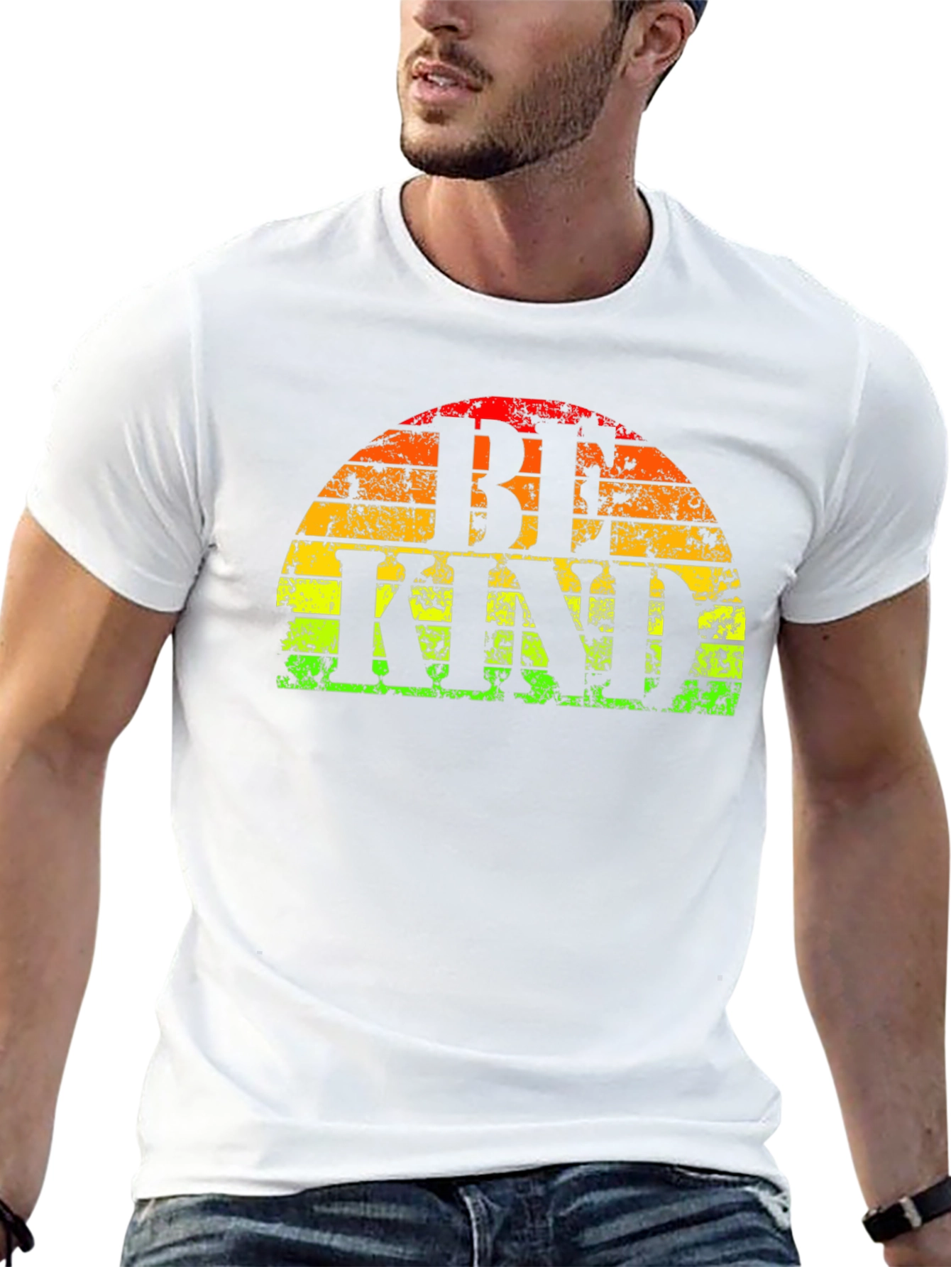 Be Kind T-Shirt - Retro Rainbow Graphic Tee