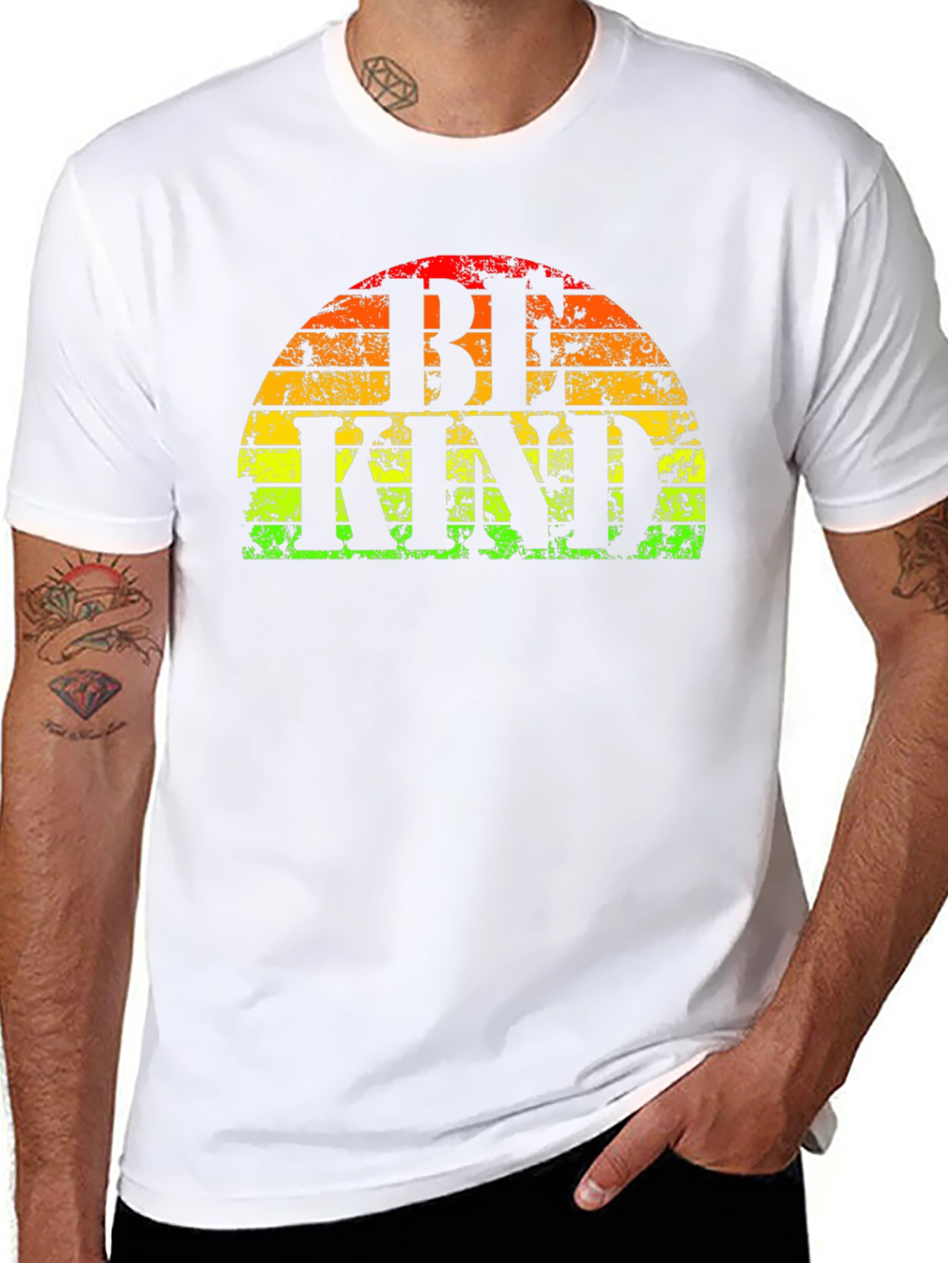 Be Kind T-Shirt - Retro Rainbow Graphic Tee