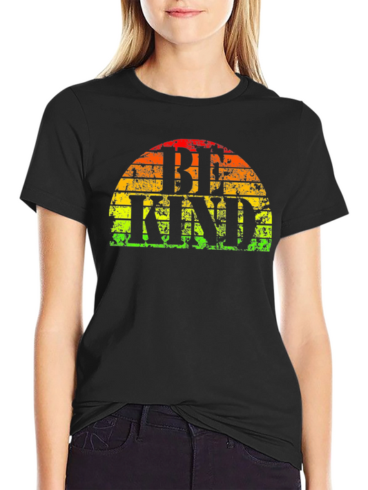 Be Kind T-Shirt - Retro Rainbow Graphic Tee