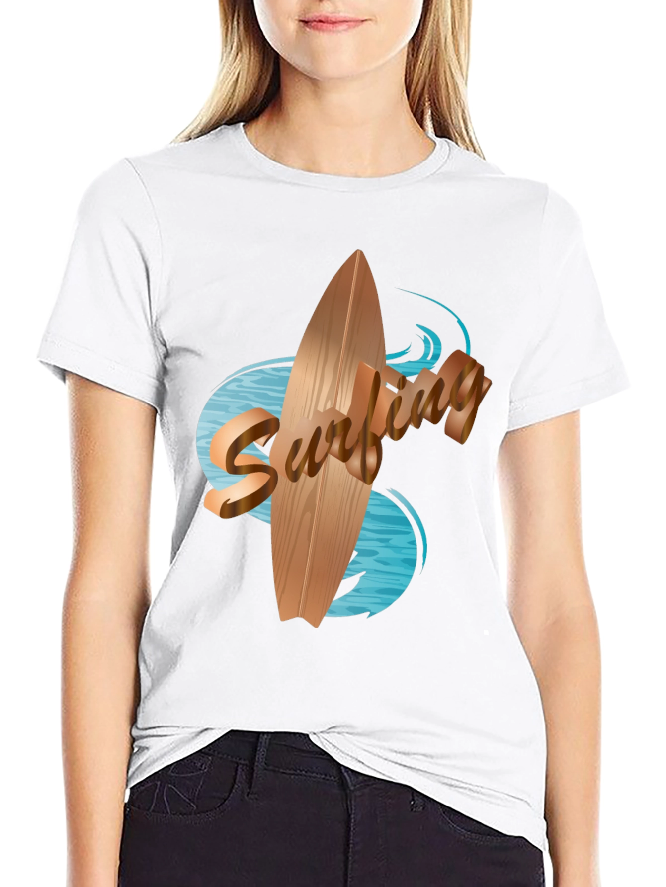 Surfboard Graphic Tee - Black Cotton Blend