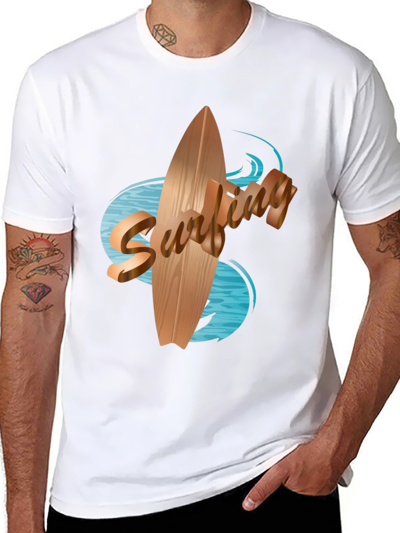 Surfboard Graphic Tee - Black Cotton Blend