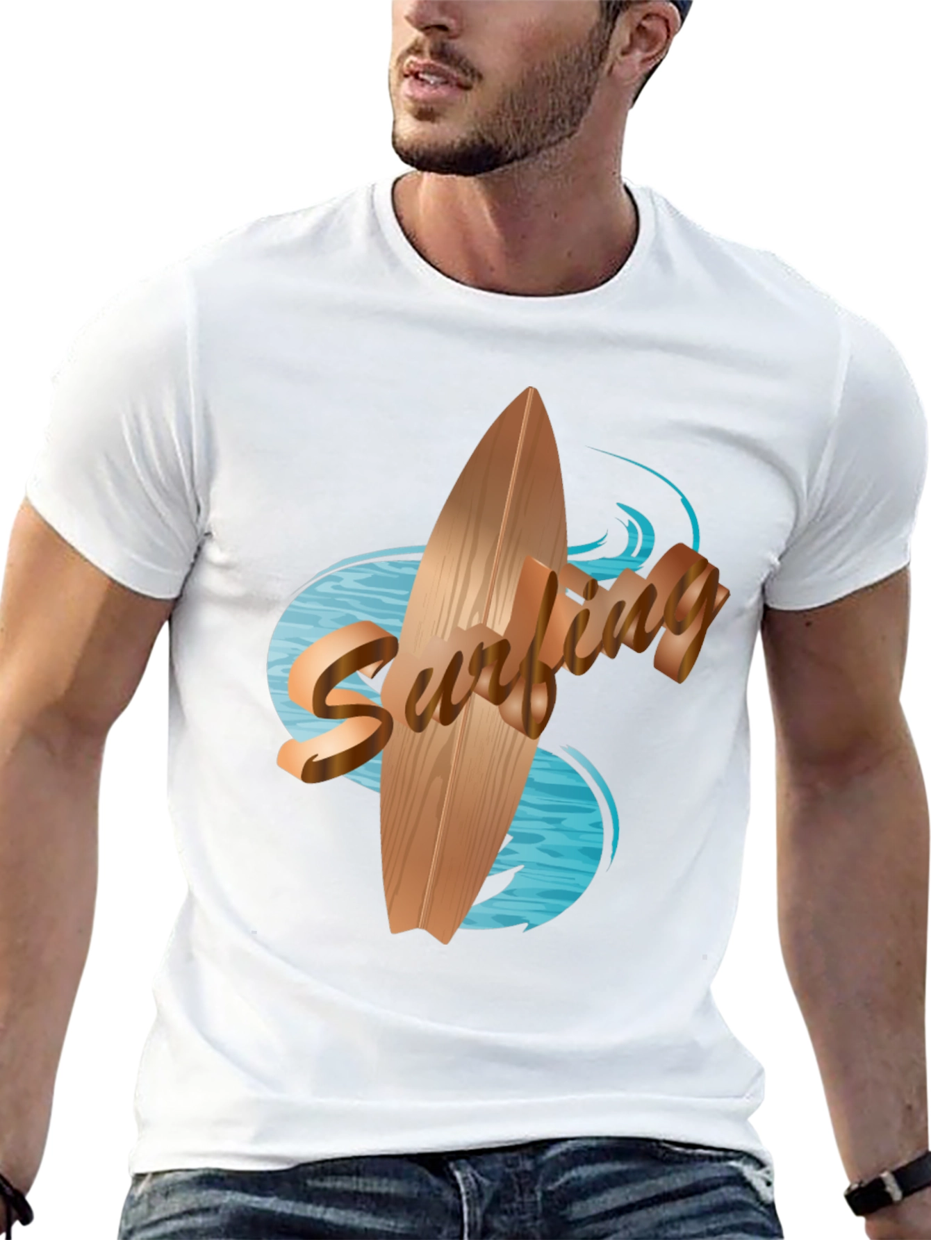 Surfboard Graphic Tee - Black Cotton Blend