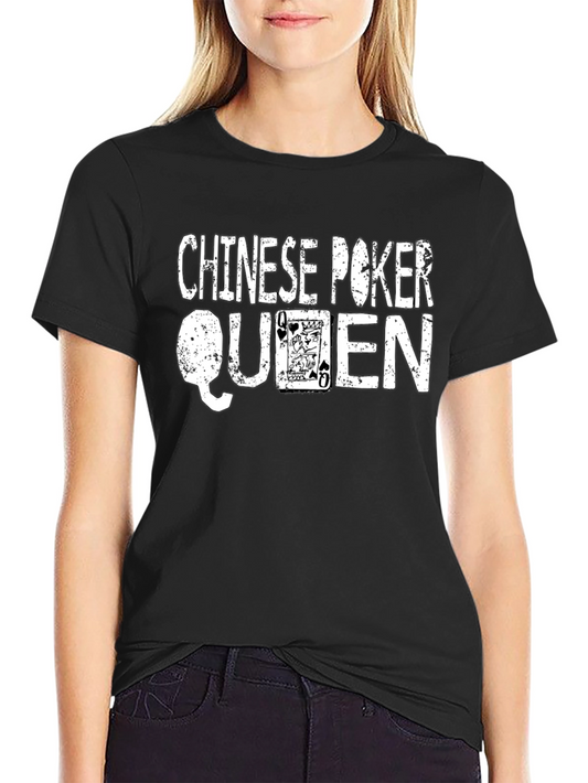 Chinese Poker Queen Graphic Tee - Black