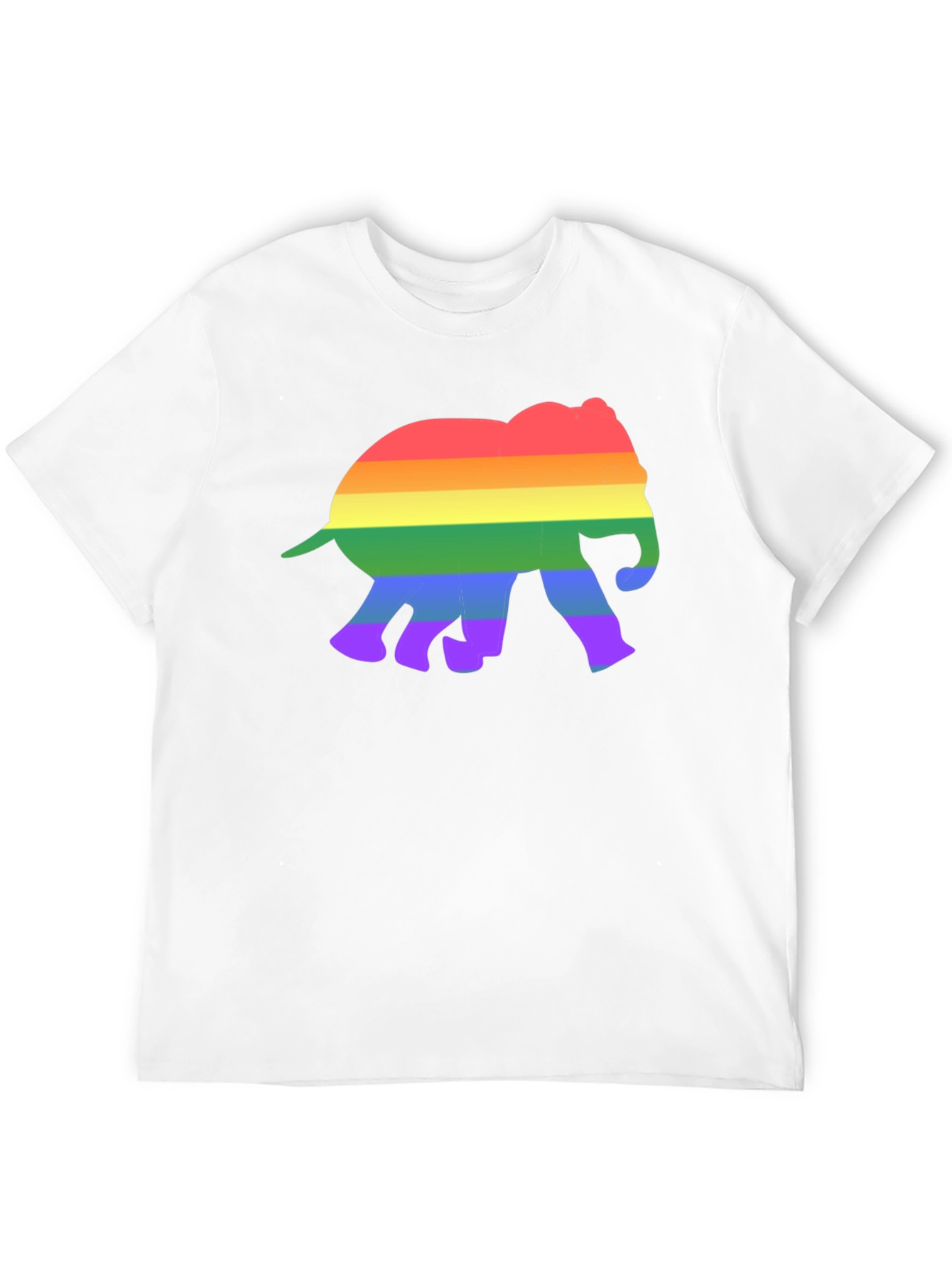 Rainbow Elephant Graphic Tee - Black Cotton T-Shirt