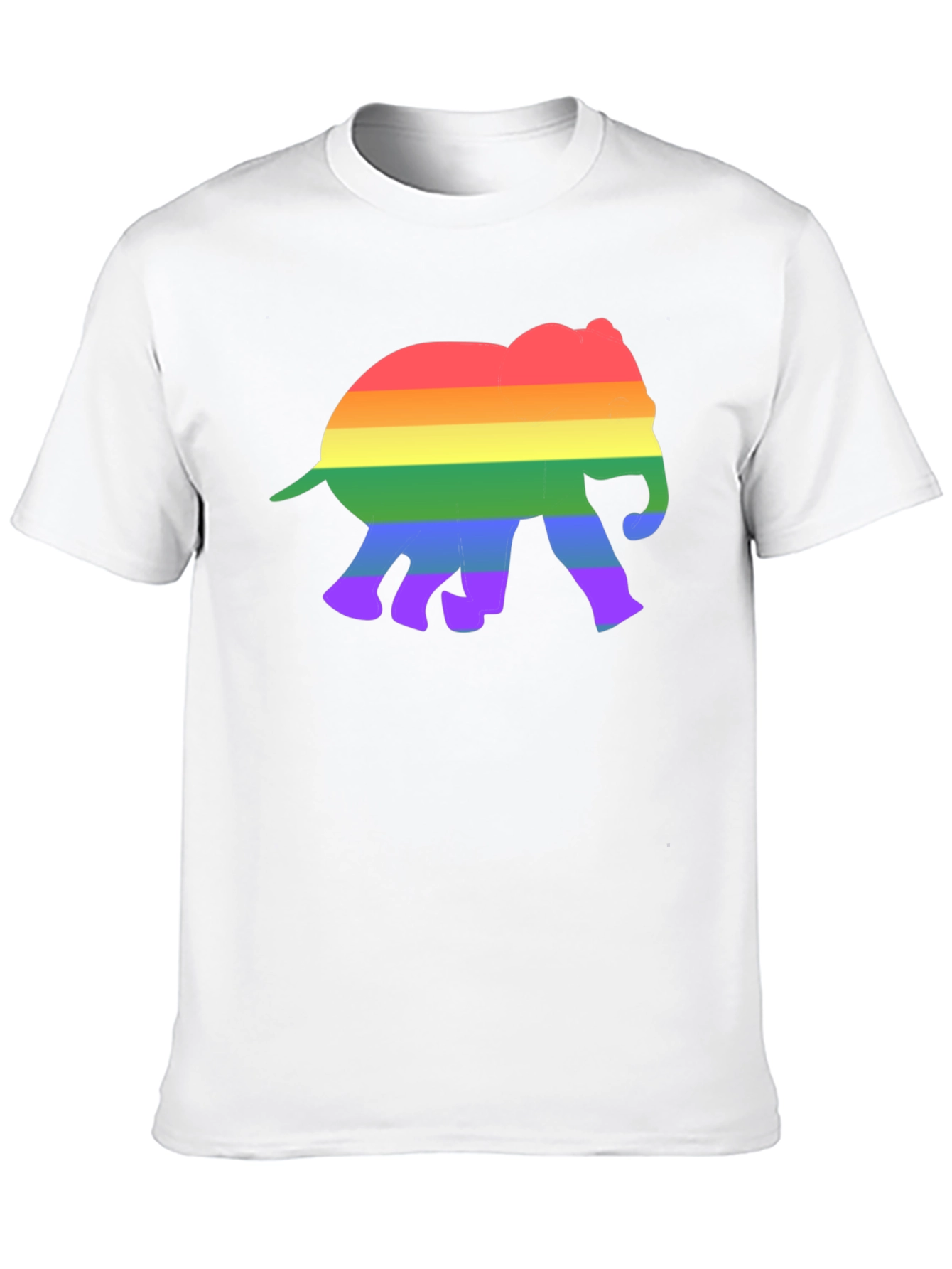 Rainbow Elephant Graphic Tee - Black Cotton T-Shirt