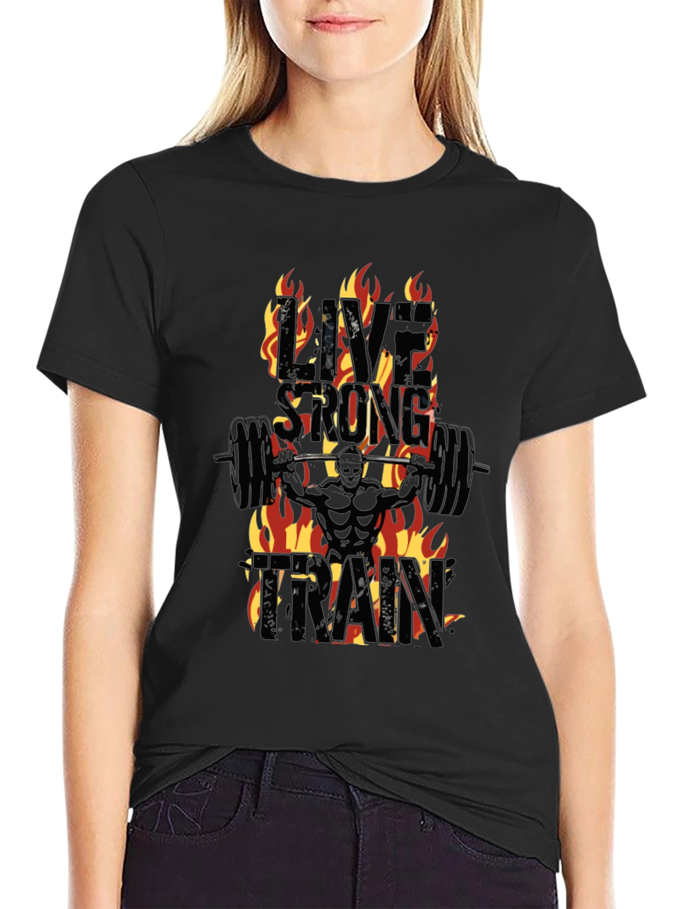 Live Strong Train Black T-Shirt