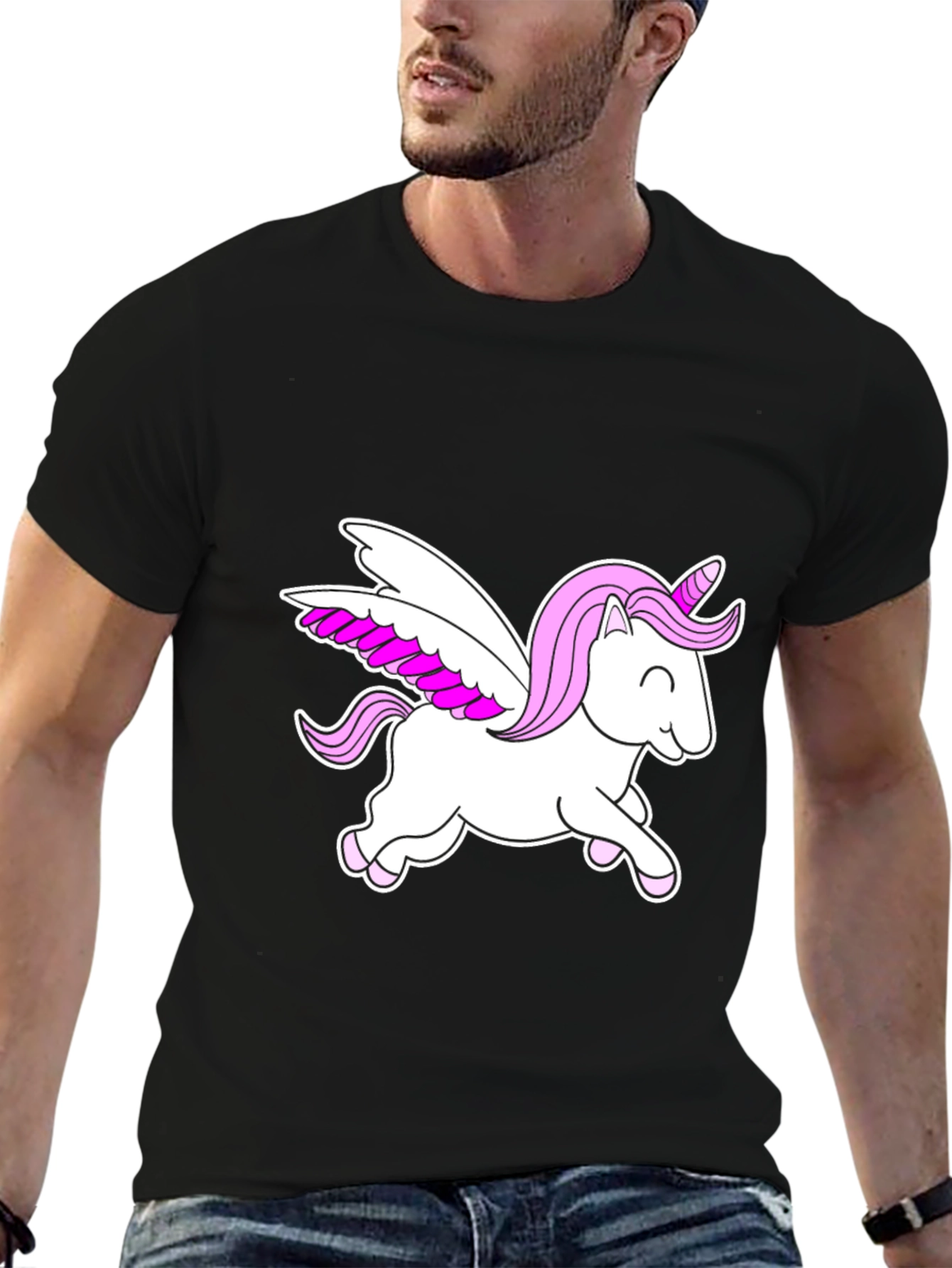 Unicorn Pegasus Black Graphic Tee