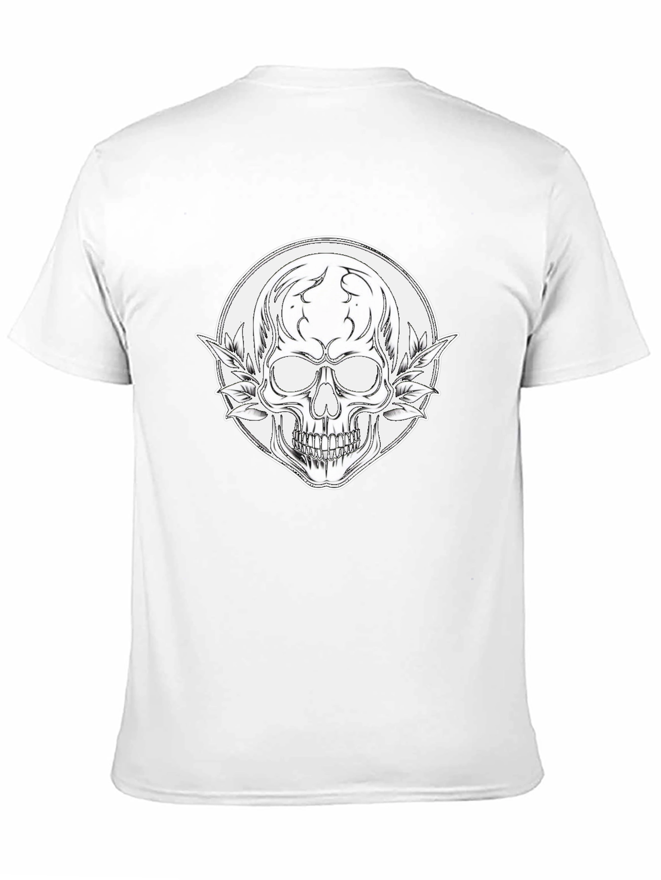 Skull and Leaves Graphic Black T-Shirt