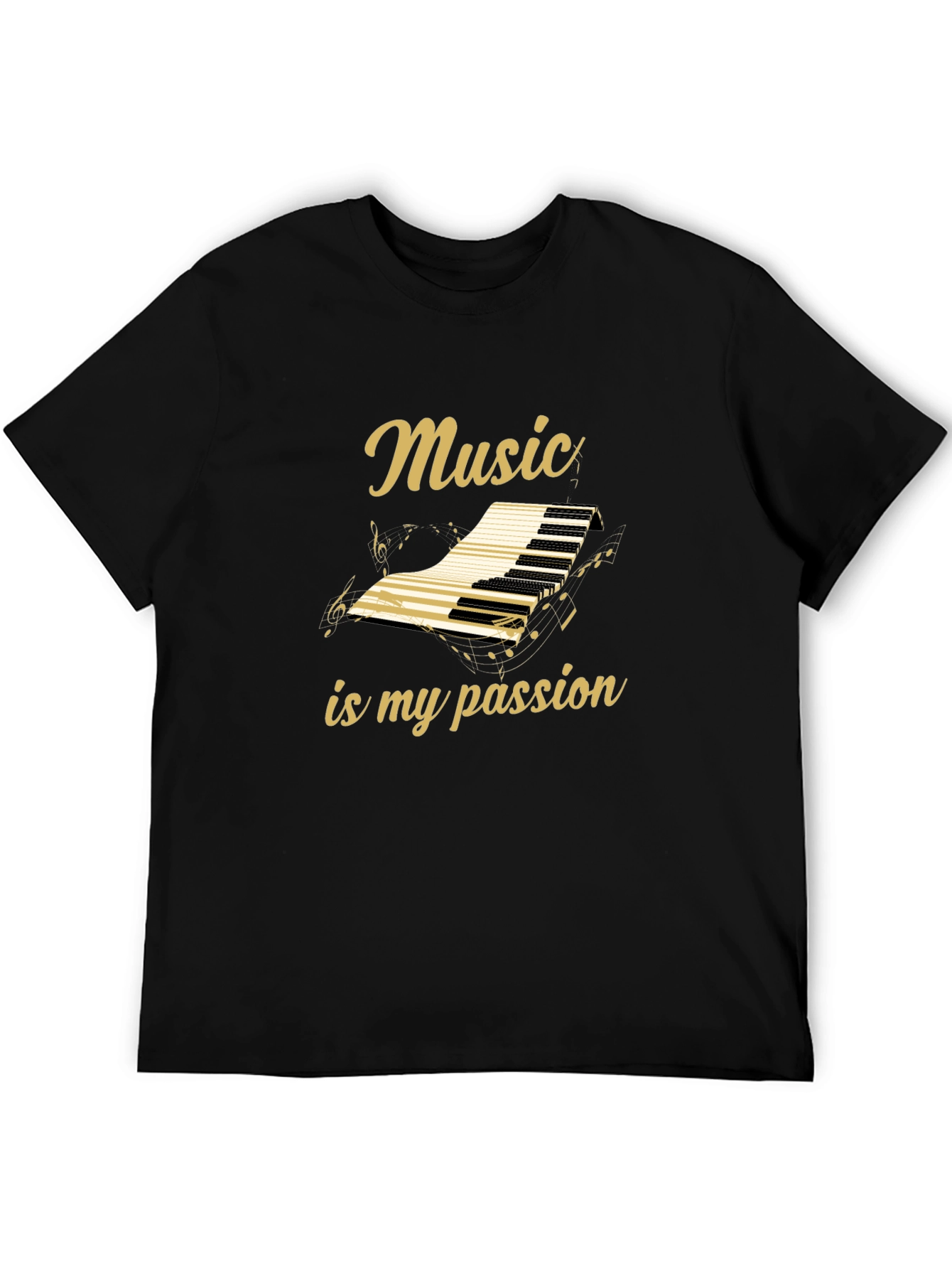 Music is My Passion Graphic Tee - Black Cotton
