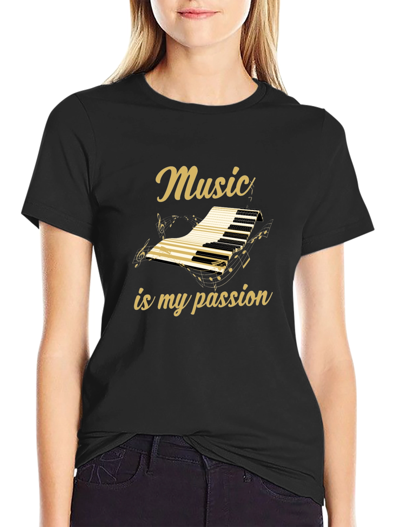 Music is My Passion Graphic Tee - Black Cotton
