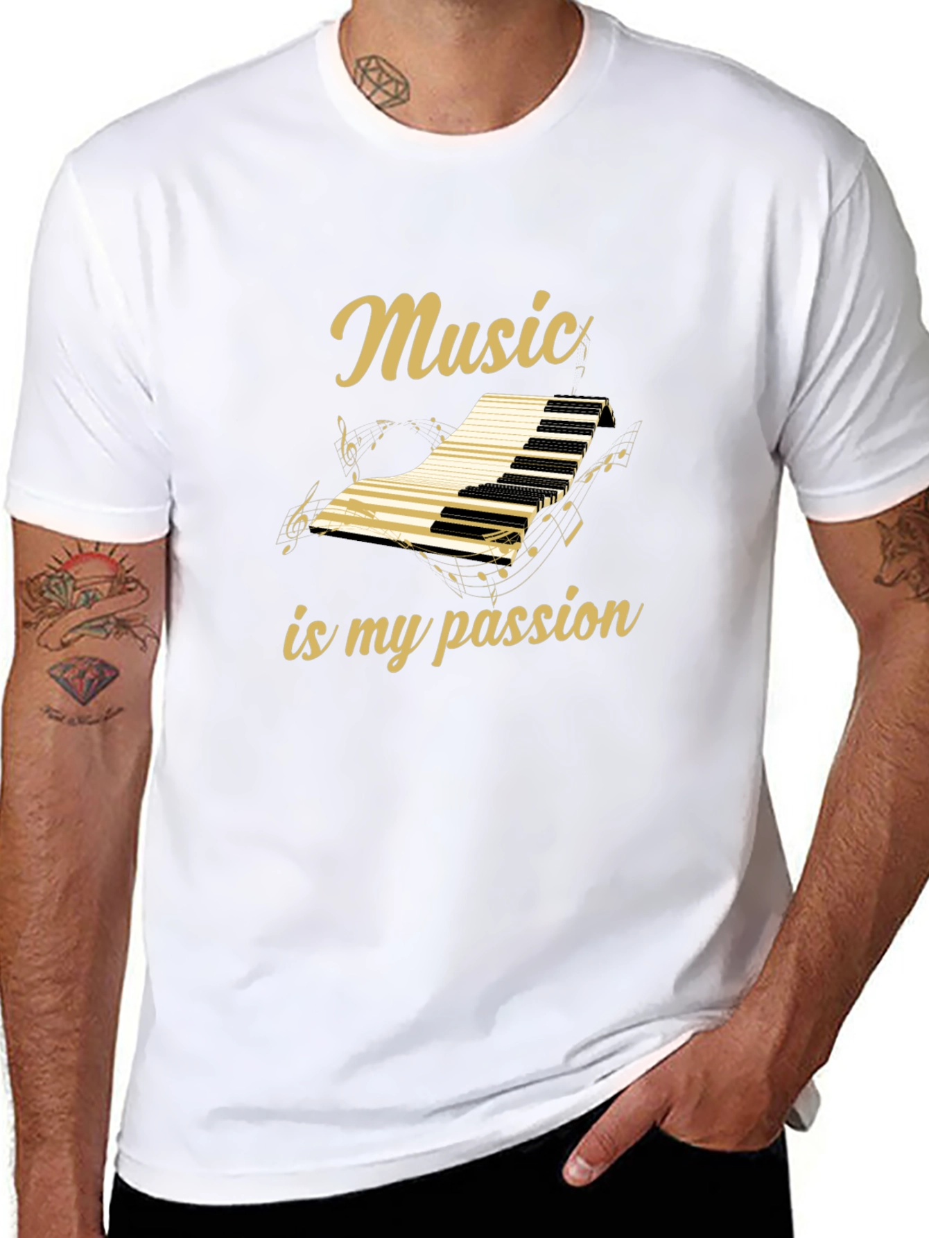Music is My Passion Graphic Tee - Black Cotton