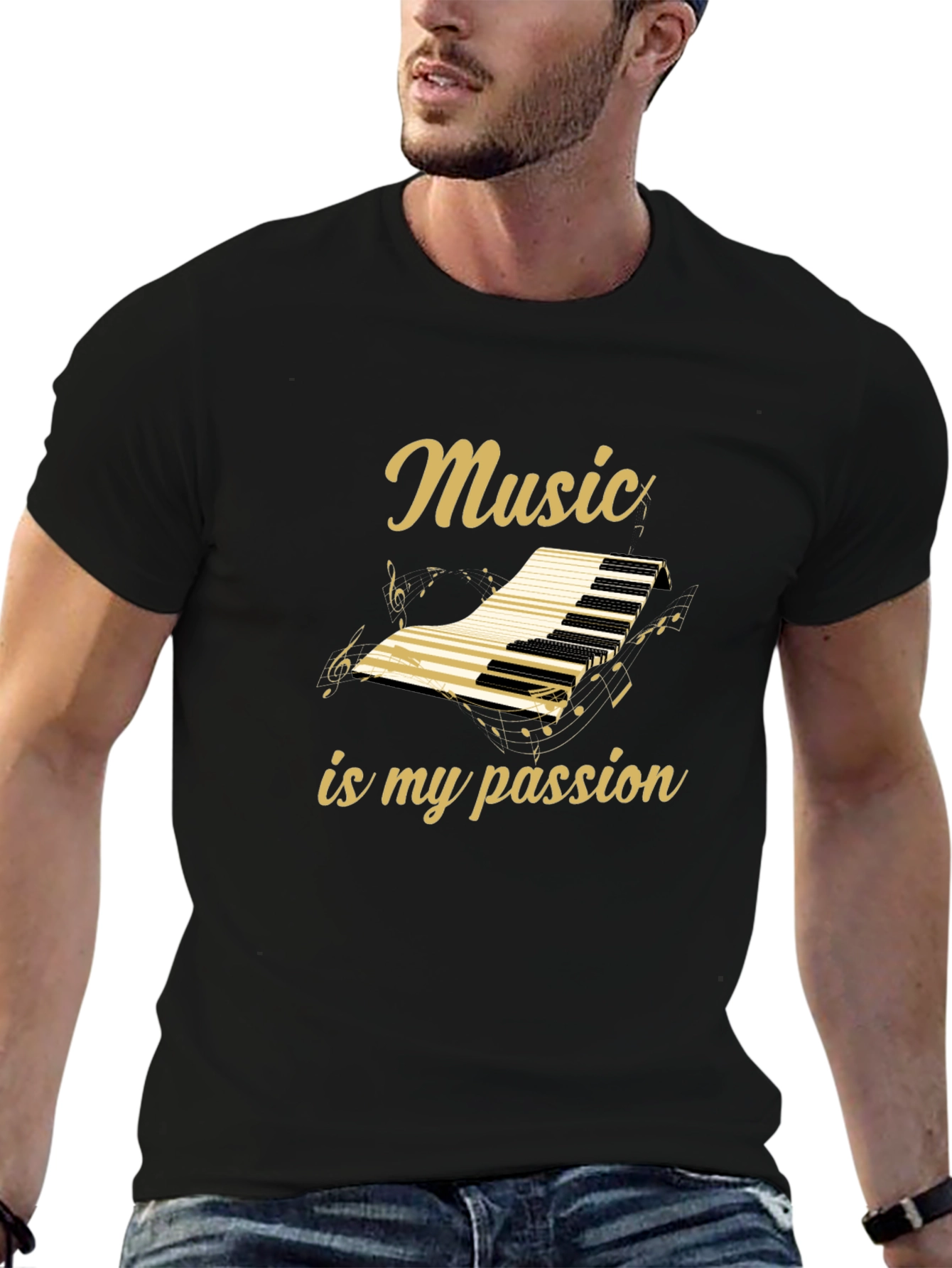 Music is My Passion Graphic Tee - Black Cotton
