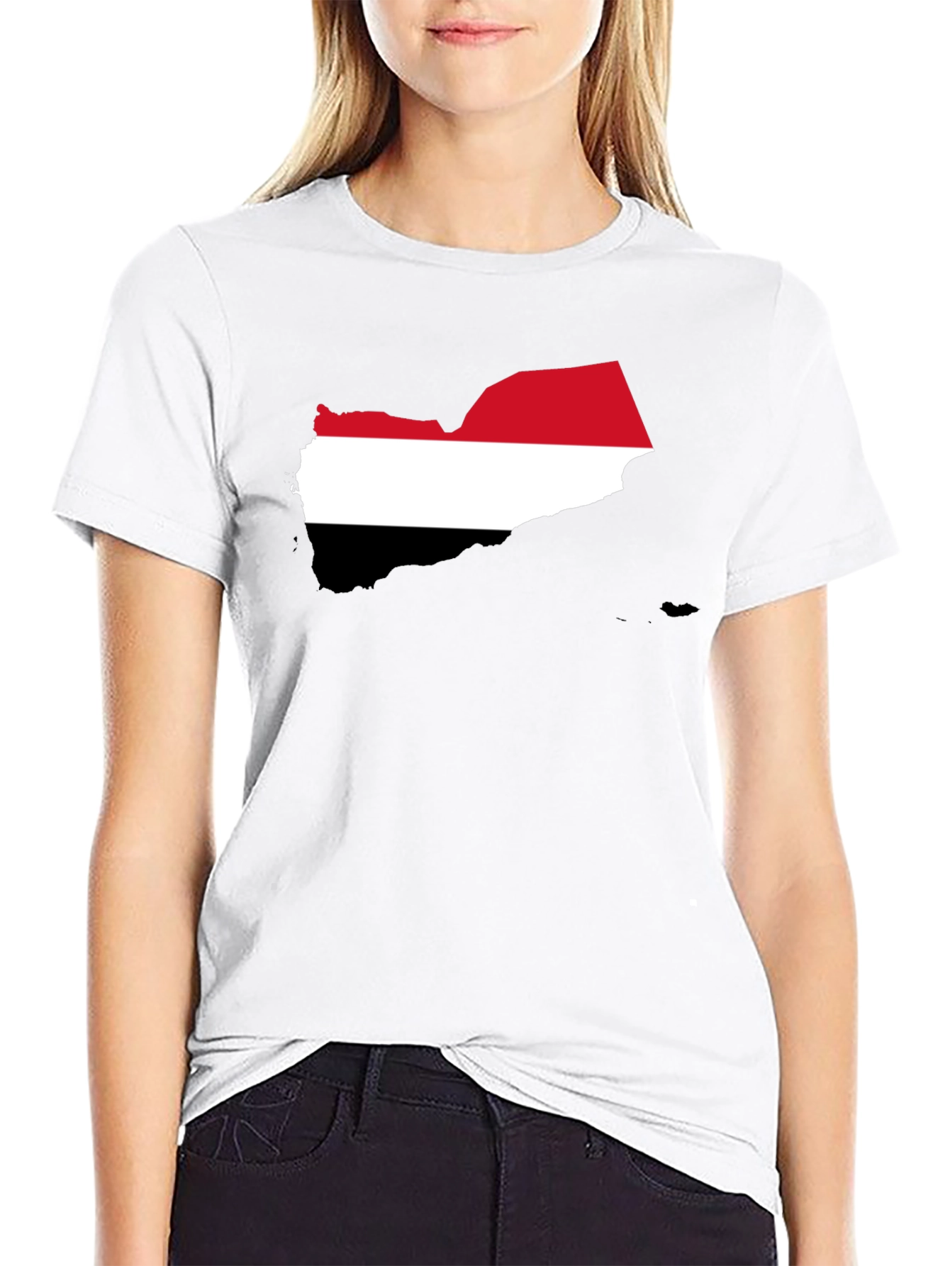 Yemen Flag Map T-Shirt - Black