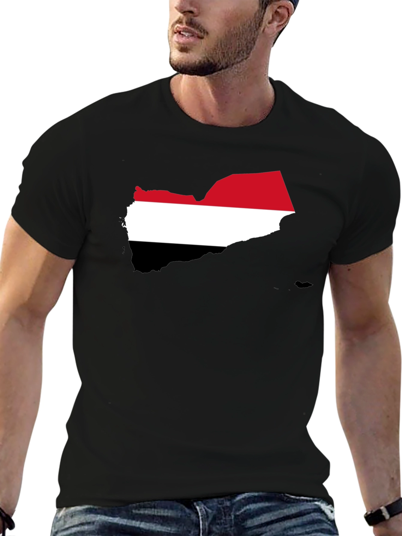 Yemen Flag Map T-Shirt - Black