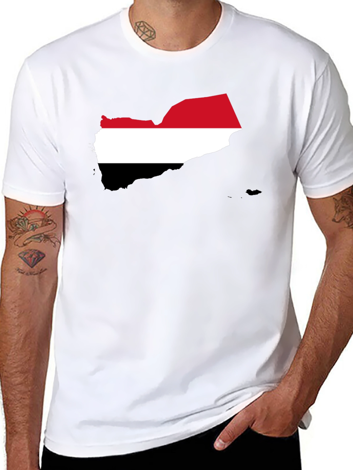 Yemen Flag Map T-Shirt - Black