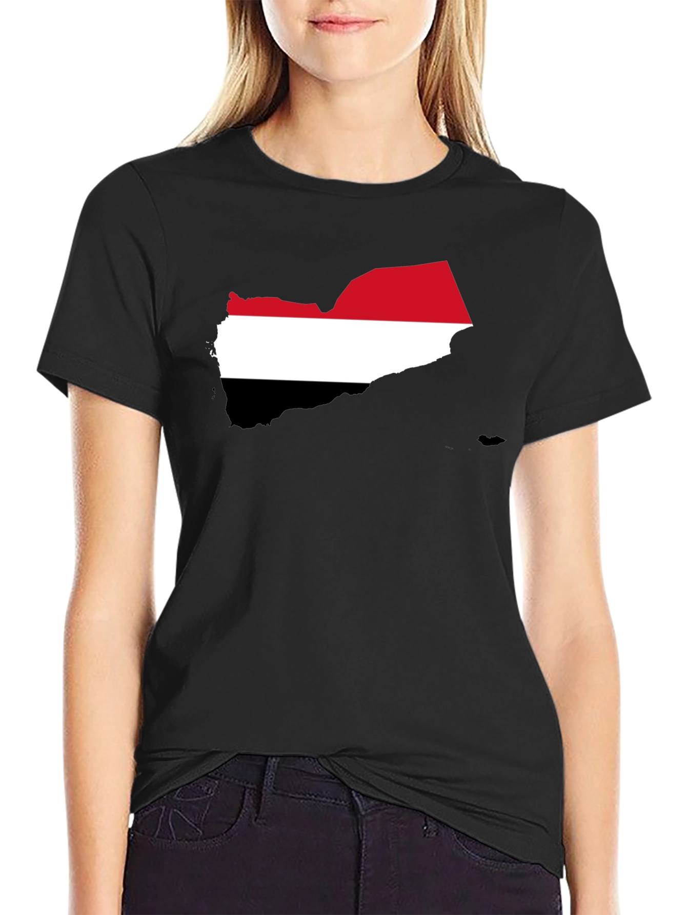 Yemen Flag Map T-Shirt - Black