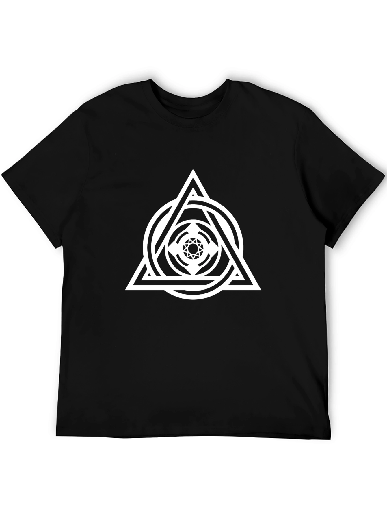 Geometric Symbol Graphic Black T-Shirt